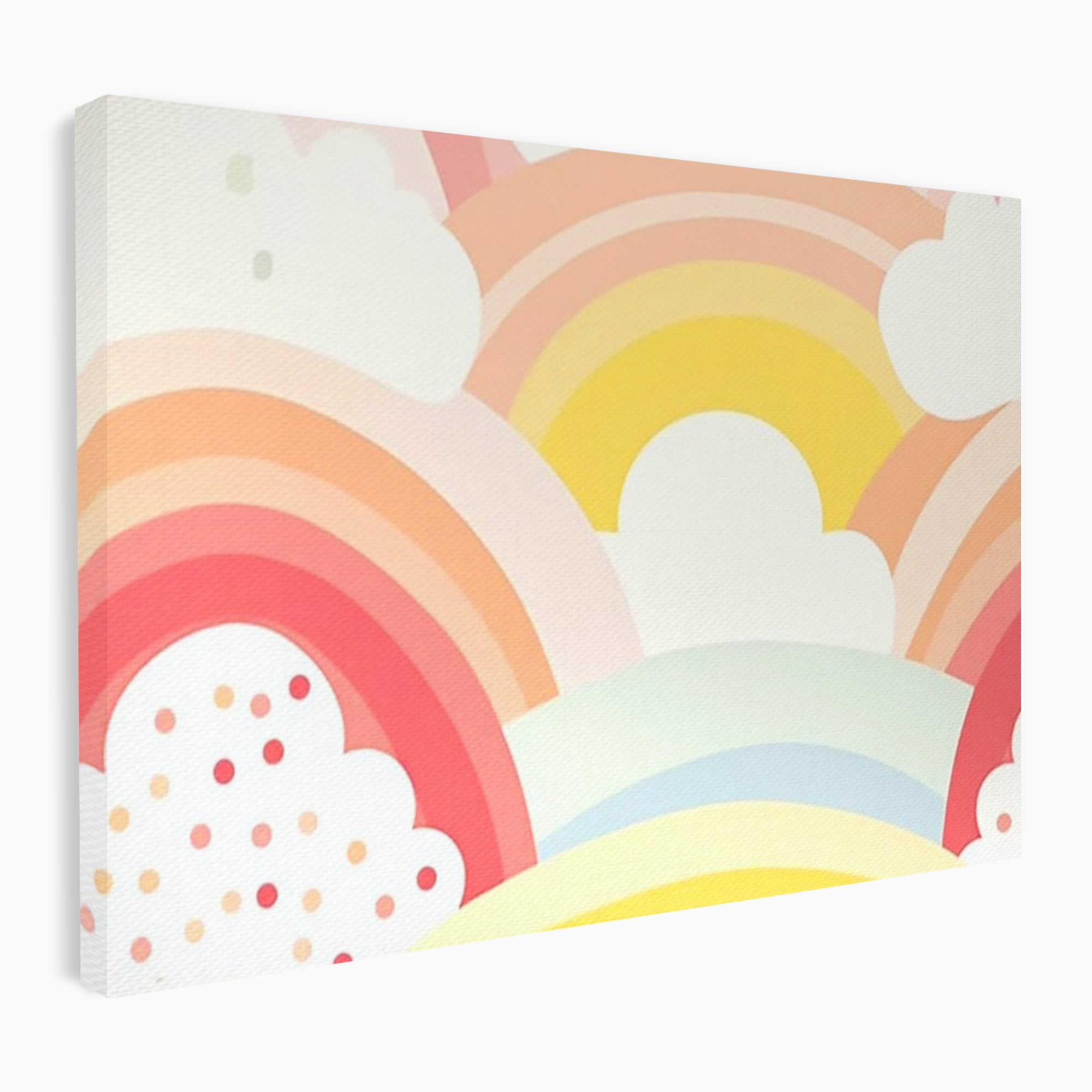 Leinwand Wandkunst Canvas Premium, LuxCanva® K1034, Himmel Lächeln, Pastell, Regenbogen, Wolken, Wolken, Wolken, Energie, Weichheit, Atmosphäre, Kindheit, Himmel, Geschichte, Optimismus, Glück, Kinderzimmer, Schlafzimmer