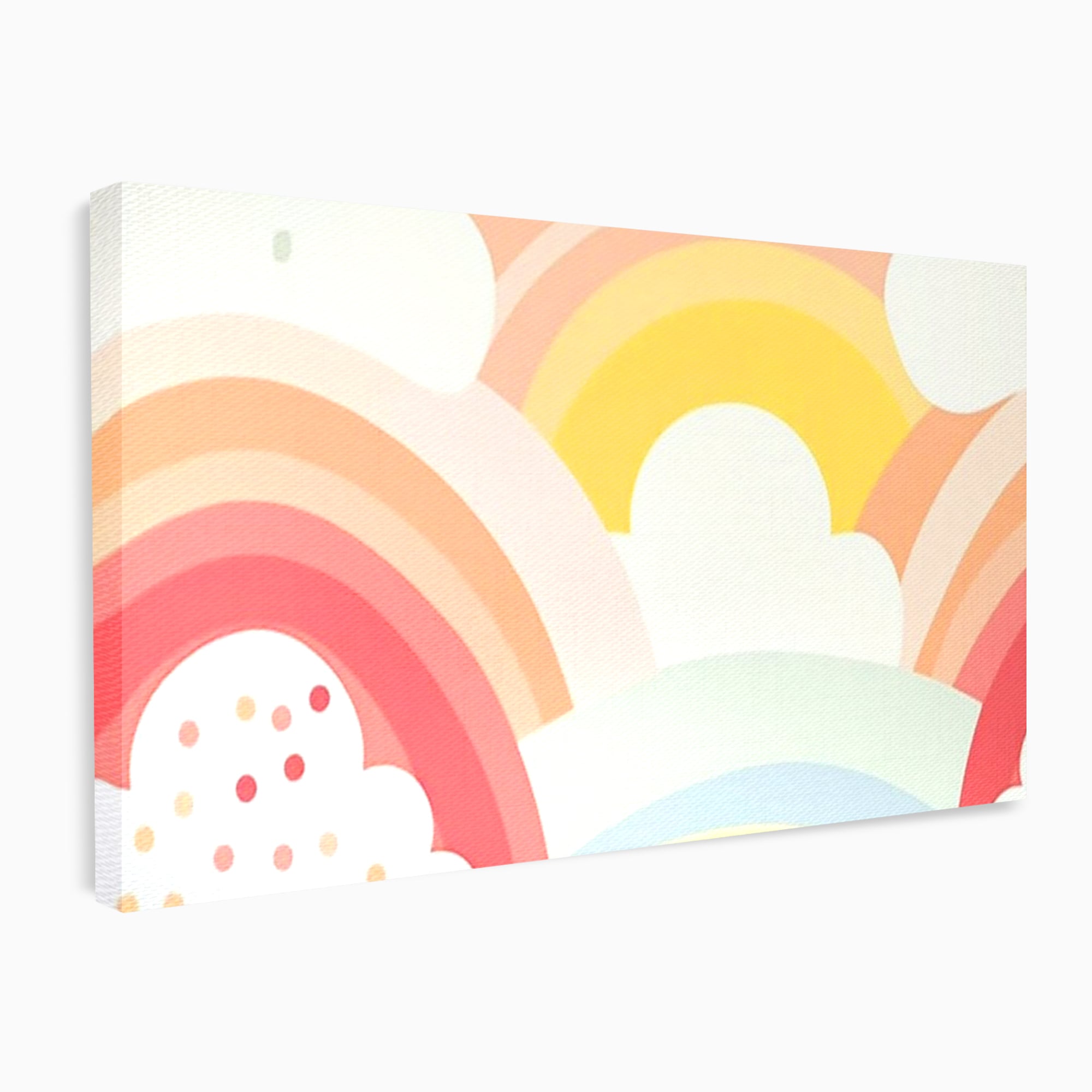 Leinwand Wandkunst Canvas Premium, LuxCanva® K1034, Himmel Lächeln, Pastell, Regenbogen, Wolken, Wolken, Wolken, Energie, Weichheit, Atmosphäre, Kindheit, Himmel, Geschichte, Optimismus, Glück, Kinderzimmer, Schlafzimmer