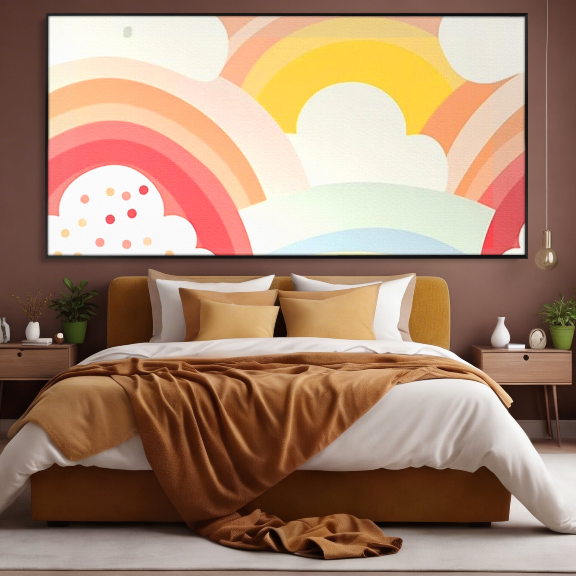 Leinwand Wandkunst Canvas Premium, LuxCanva® K1034, Himmel Lächeln, Pastell, Regenbogen, Wolken, Wolken, Wolken, Energie, Weichheit, Atmosphäre, Kindheit, Himmel, Geschichte, Optimismus, Glück, Kinderzimmer, Schlafzimmer