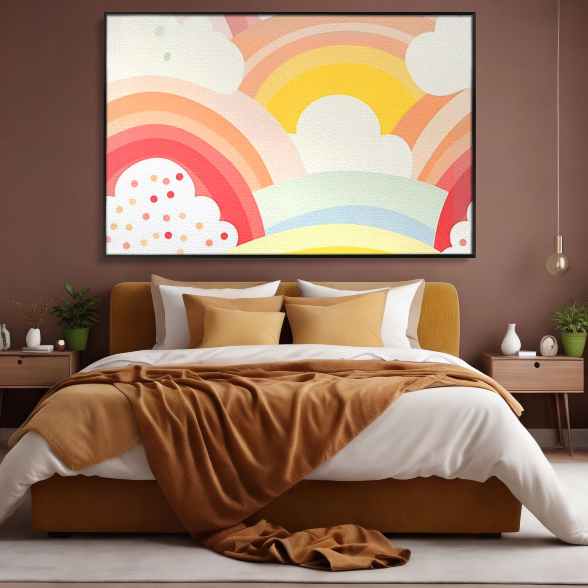 Leinwand Wandkunst Canvas Premium, LuxCanva® K1034, Himmel Lächeln, Pastell, Regenbogen, Wolken, Wolken, Wolken, Energie, Weichheit, Atmosphäre, Kindheit, Himmel, Geschichte, Optimismus, Glück, Kinderzimmer, Schlafzimmer