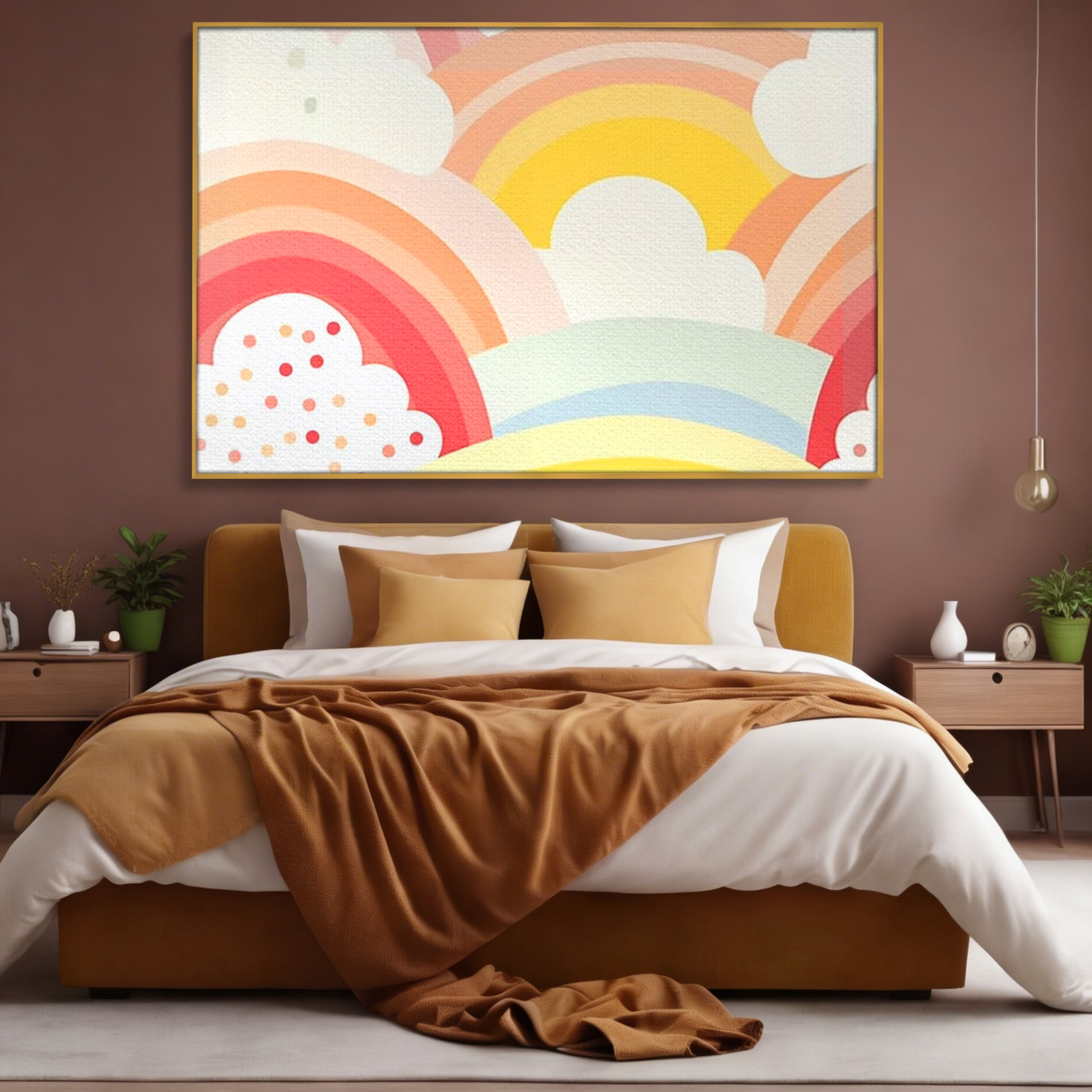Leinwand Wandkunst Canvas Premium, LuxCanva® K1034, Himmel Lächeln, Pastell, Regenbogen, Wolken, Wolken, Wolken, Energie, Weichheit, Atmosphäre, Kindheit, Himmel, Geschichte, Optimismus, Glück, Kinderzimmer, Schlafzimmer