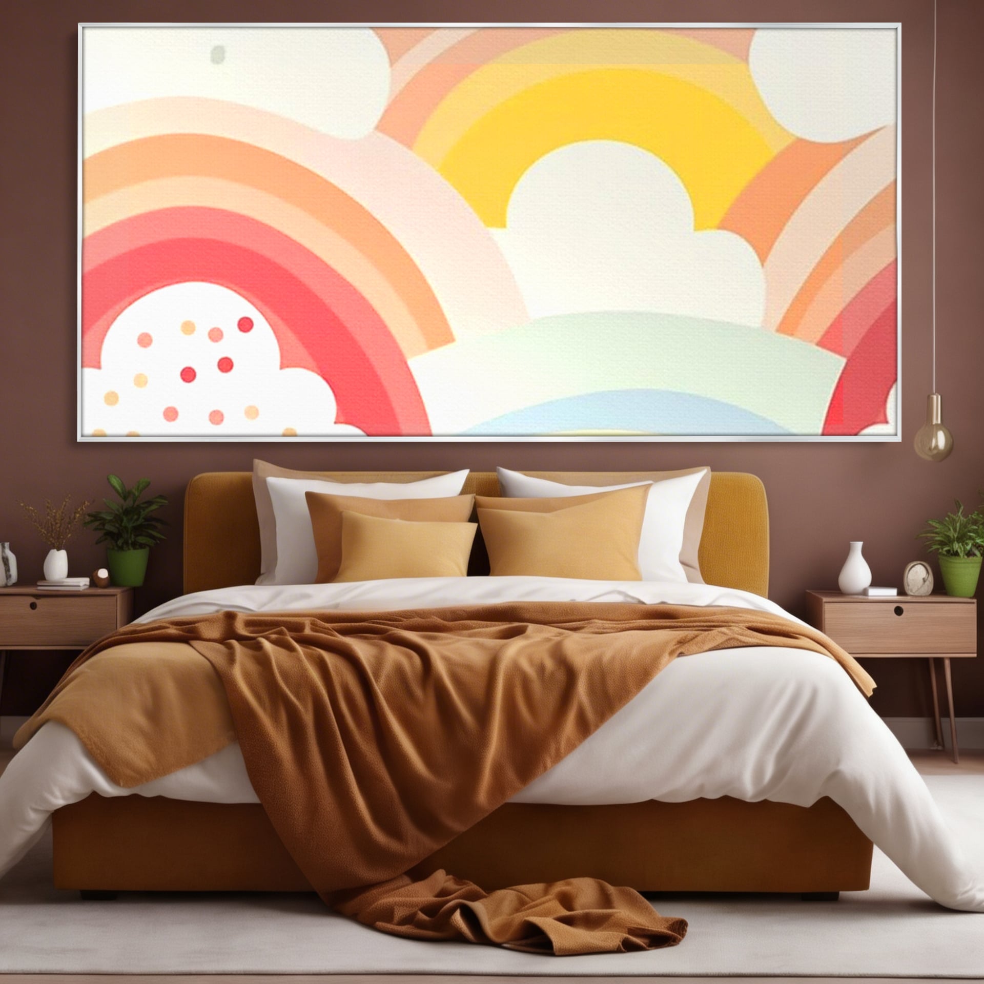 Leinwand Wandkunst Canvas Premium, LuxCanva® K1034, Himmel Lächeln, Pastell, Regenbogen, Wolken, Wolken, Wolken, Energie, Weichheit, Atmosphäre, Kindheit, Himmel, Geschichte, Optimismus, Glück, Kinderzimmer, Schlafzimmer