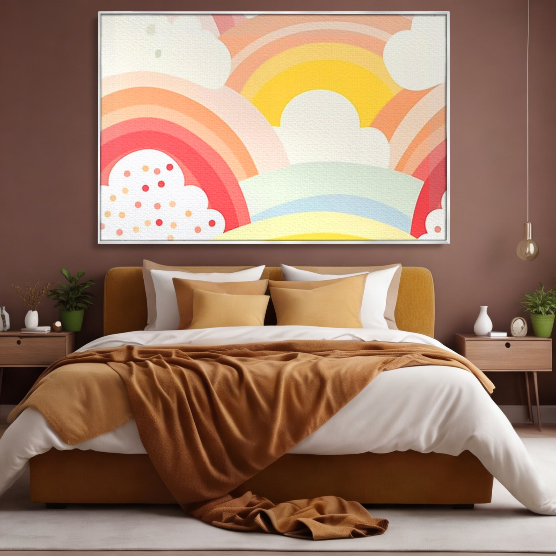 Leinwand Wandkunst Canvas Premium, LuxCanva® K1034, Himmel Lächeln, Pastell, Regenbogen, Wolken, Wolken, Wolken, Energie, Weichheit, Atmosphäre, Kindheit, Himmel, Geschichte, Optimismus, Glück, Kinderzimmer, Schlafzimmer