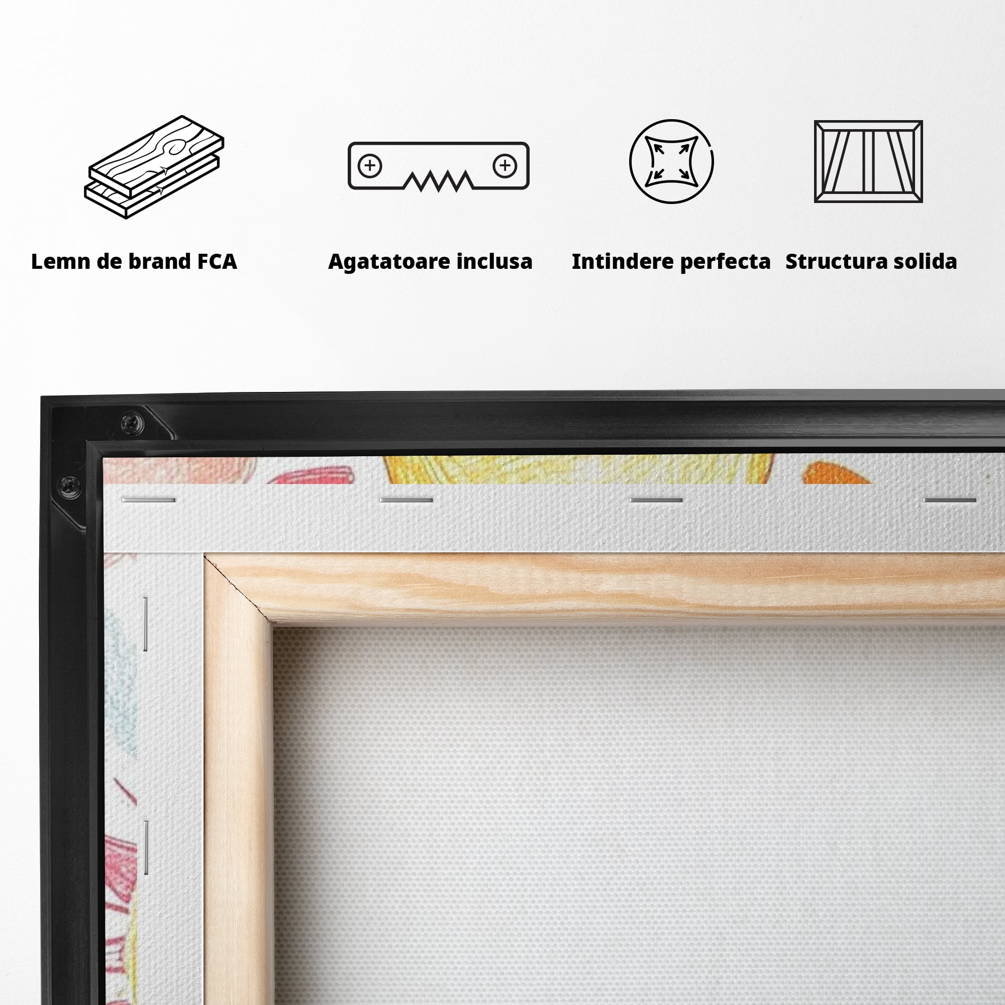 Tablou Canvas Premium, LuxCanva® K1035, Magia Cerului Copilaresc, Zambete, Cer, Soare, Joc, Obraz, Roz, Norisori, Veselie, Raze, Dans, Stele, Magie, Copilarie, Inocenta, Camera Copil, Dormitor
