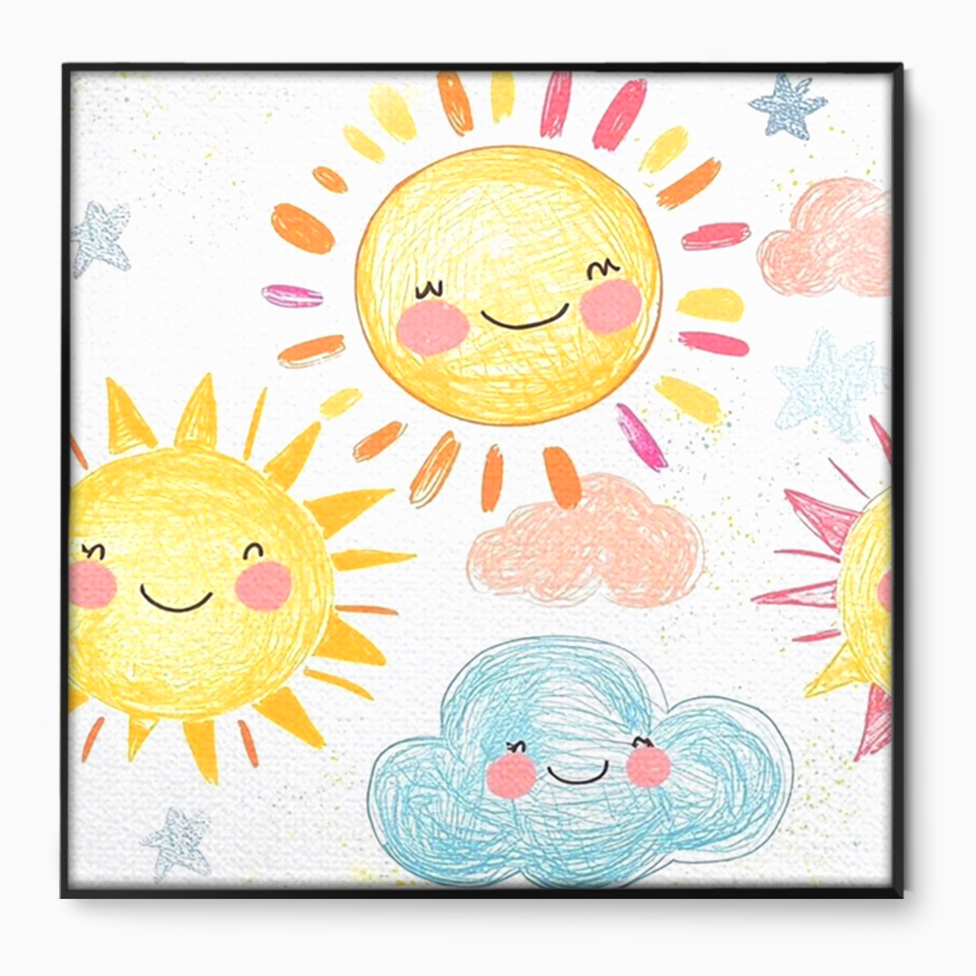 Tablou Canvas Premium, LuxCanva® K1035, Magia Cerului Copilaresc, Zambete, Cer, Soare, Joc, Obraz, Roz, Norisori, Veselie, Raze, Dans, Stele, Magie, Copilarie, Inocenta, Camera Copil, Dormitor