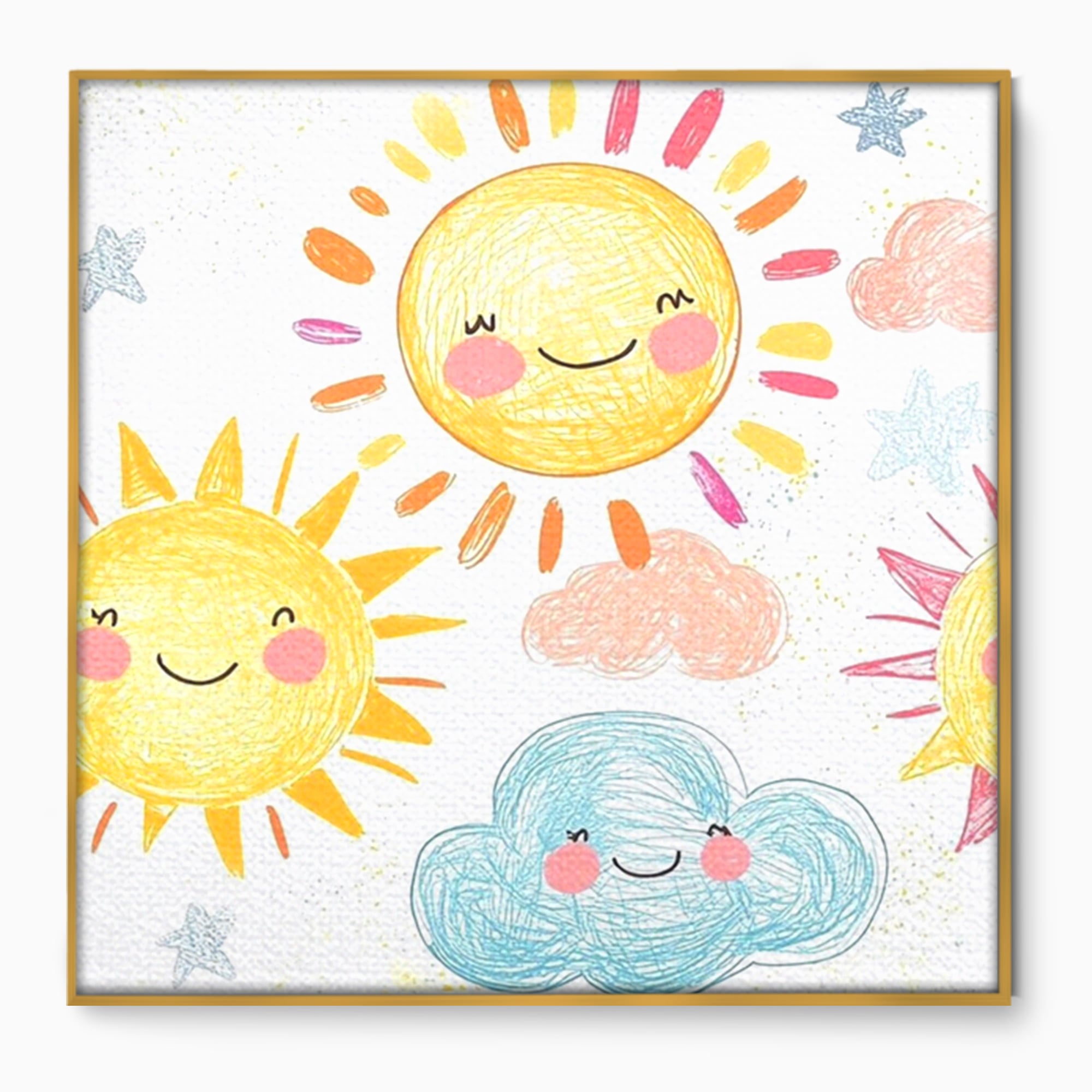 Tablou Canvas Premium, LuxCanva® K1035, Magia Cerului Copilaresc, Zambete, Cer, Soare, Joc, Obraz, Roz, Norisori, Veselie, Raze, Dans, Stele, Magie, Copilarie, Inocenta, Camera Copil, Dormitor