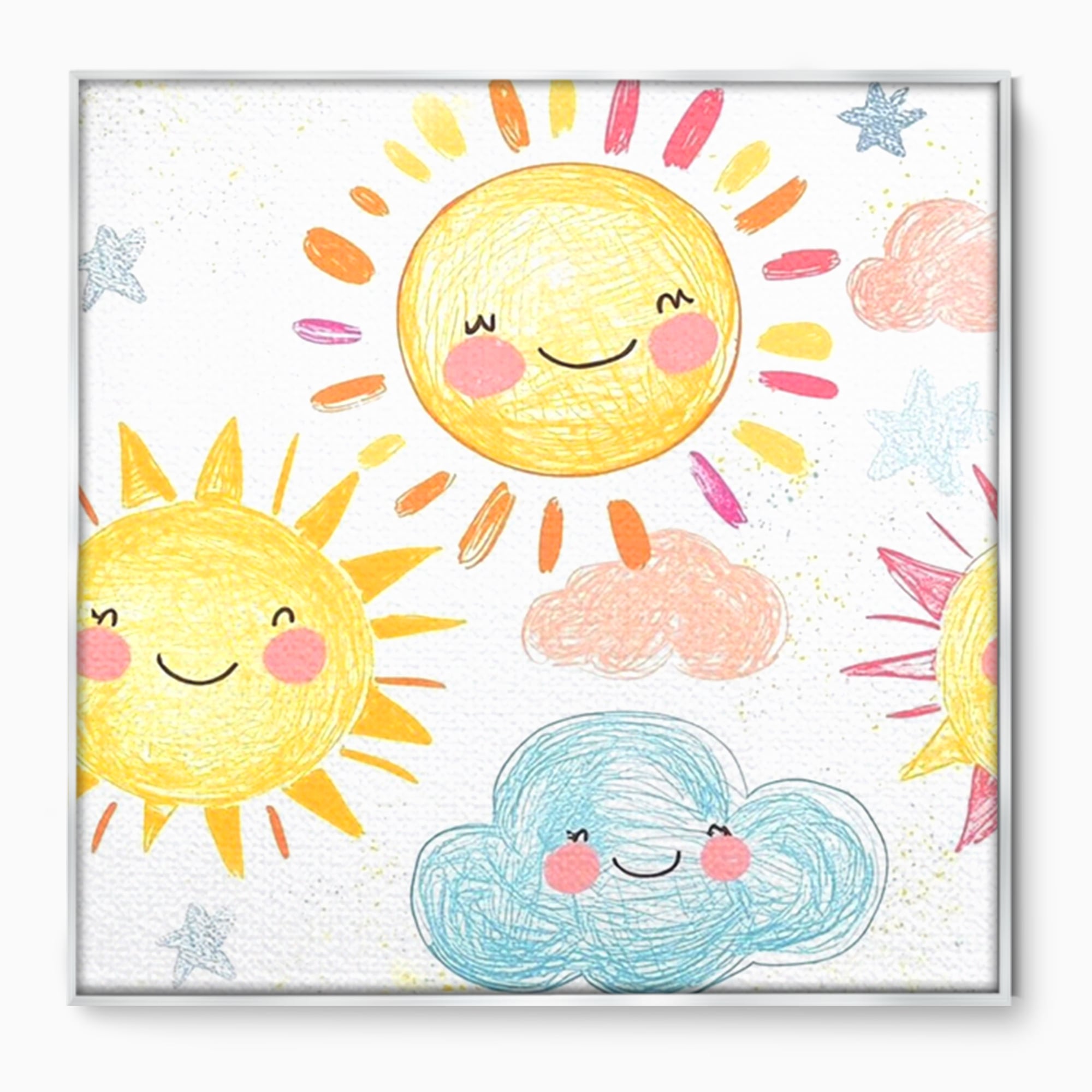Tablou Canvas Premium, LuxCanva® K1035, Magia Cerului Copilaresc, Zambete, Cer, Soare, Joc, Obraz, Roz, Norisori, Veselie, Raze, Dans, Stele, Magie, Copilarie, Inocenta, Camera Copil, Dormitor
