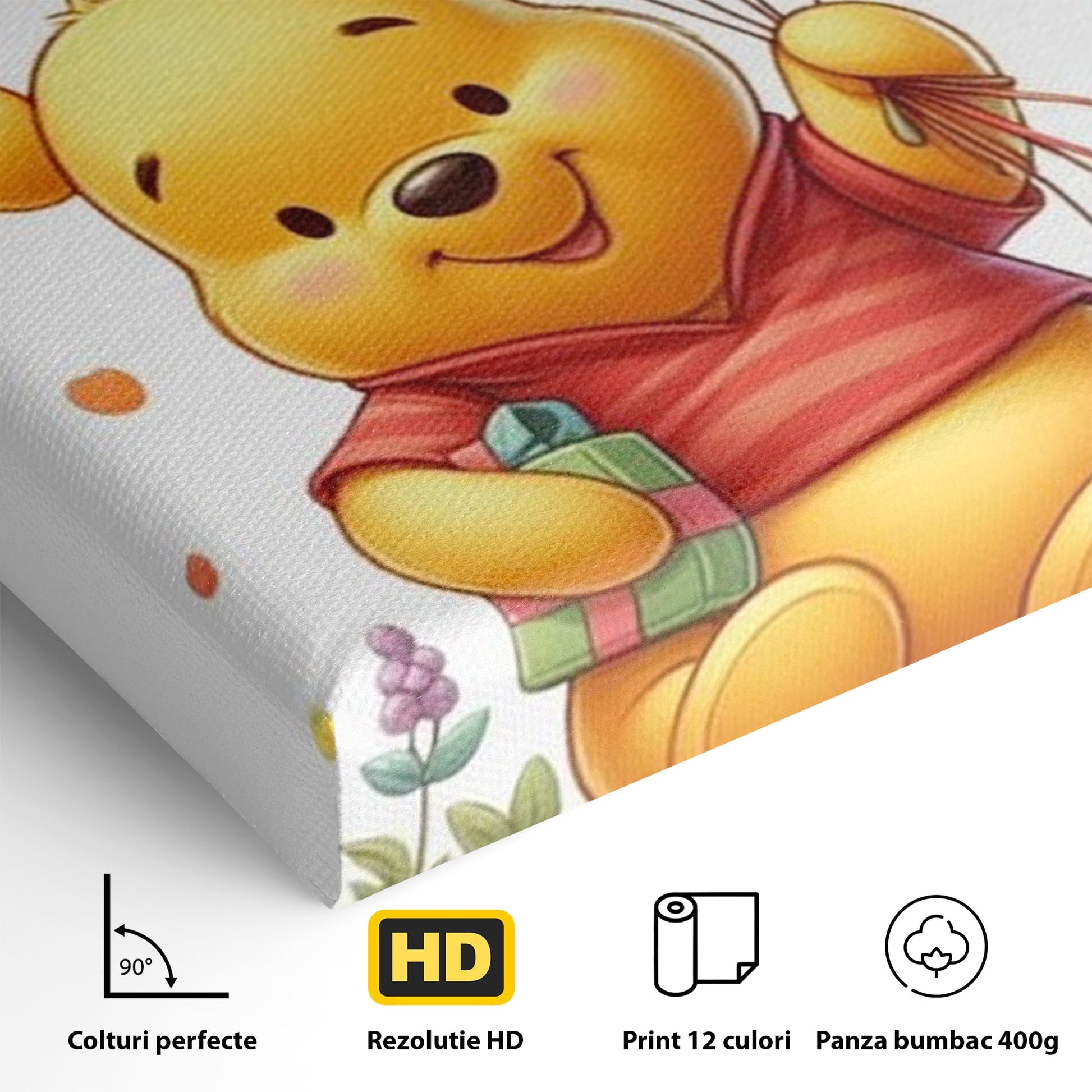 Leinwandbilder Premium, LuxCanva® K1036, Ballon-Teddybär, Pooh, Winnie The Pooh, Luftballons, Freund, Bienen, glücklich, Glück, Glück, Geschenk, Jahrestag, Unschuld, Kinderzimmer, Schlafzimmer