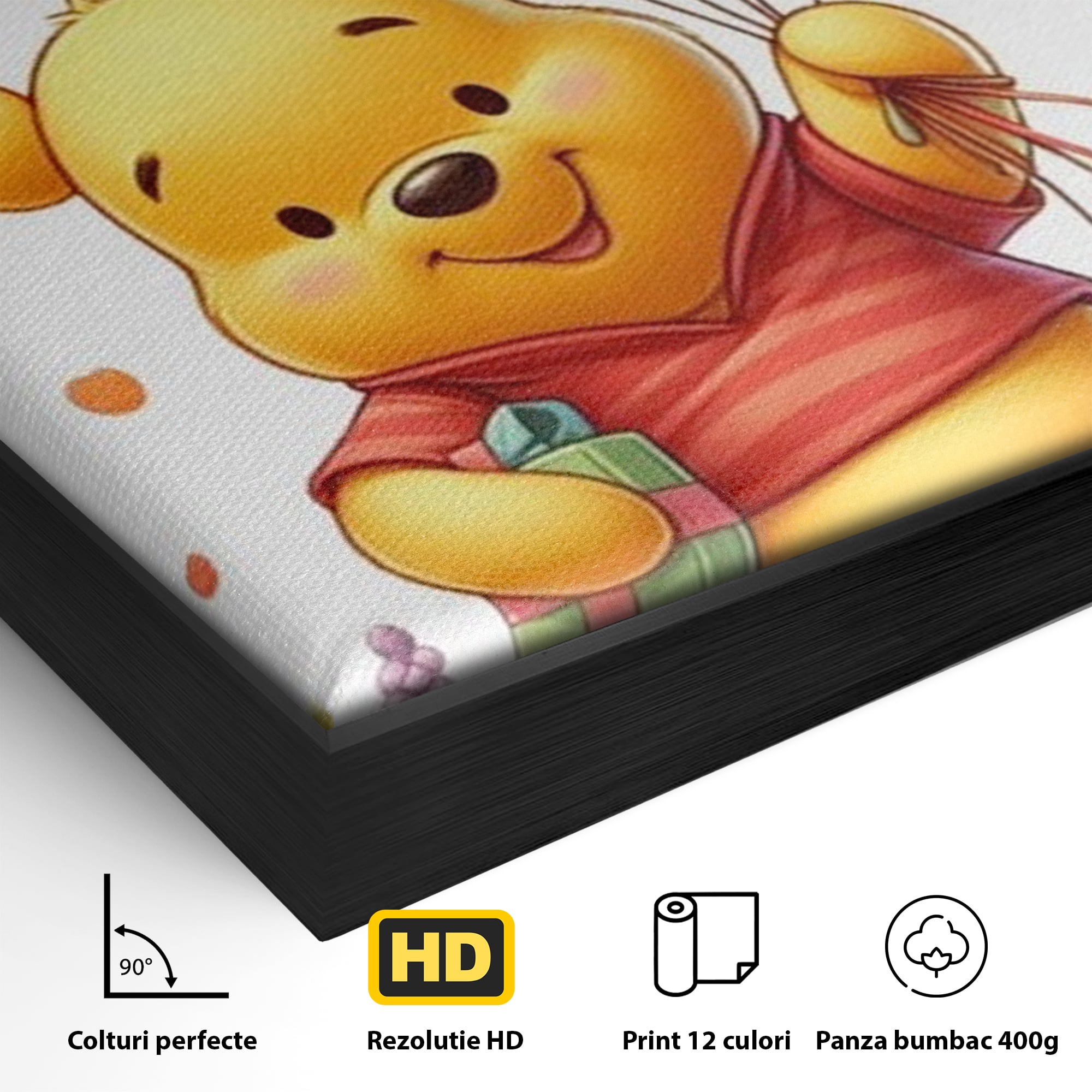 Leinwandbilder Premium, LuxCanva® K1036, Ballon-Teddybär, Pooh, Winnie The Pooh, Luftballons, Freund, Bienen, glücklich, Glück, Glück, Geschenk, Jahrestag, Unschuld, Kinderzimmer, Schlafzimmer