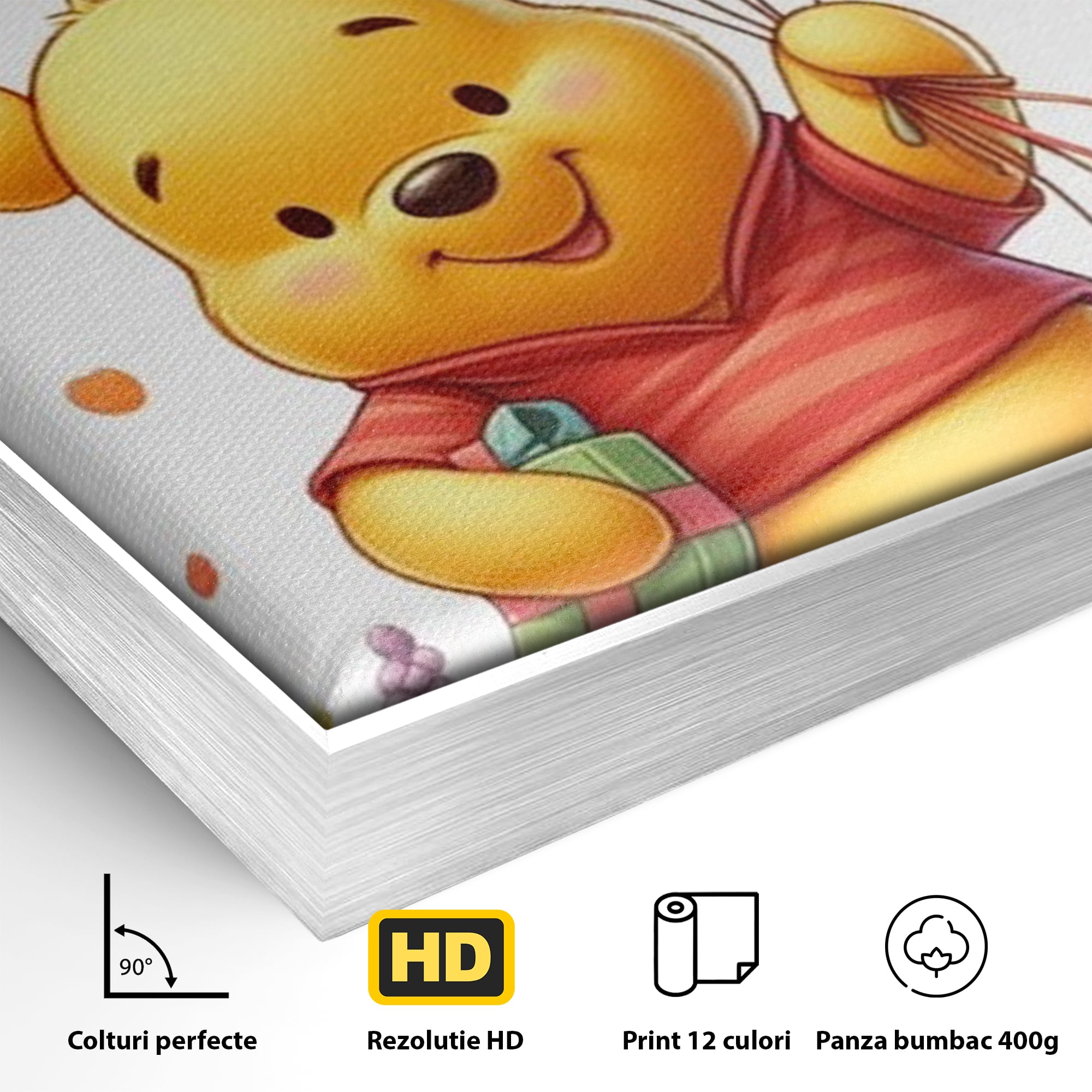 Leinwandbilder Premium, LuxCanva® K1036, Ballon-Teddybär, Pooh, Winnie The Pooh, Luftballons, Freund, Bienen, glücklich, Glück, Glück, Geschenk, Jahrestag, Unschuld, Kinderzimmer, Schlafzimmer