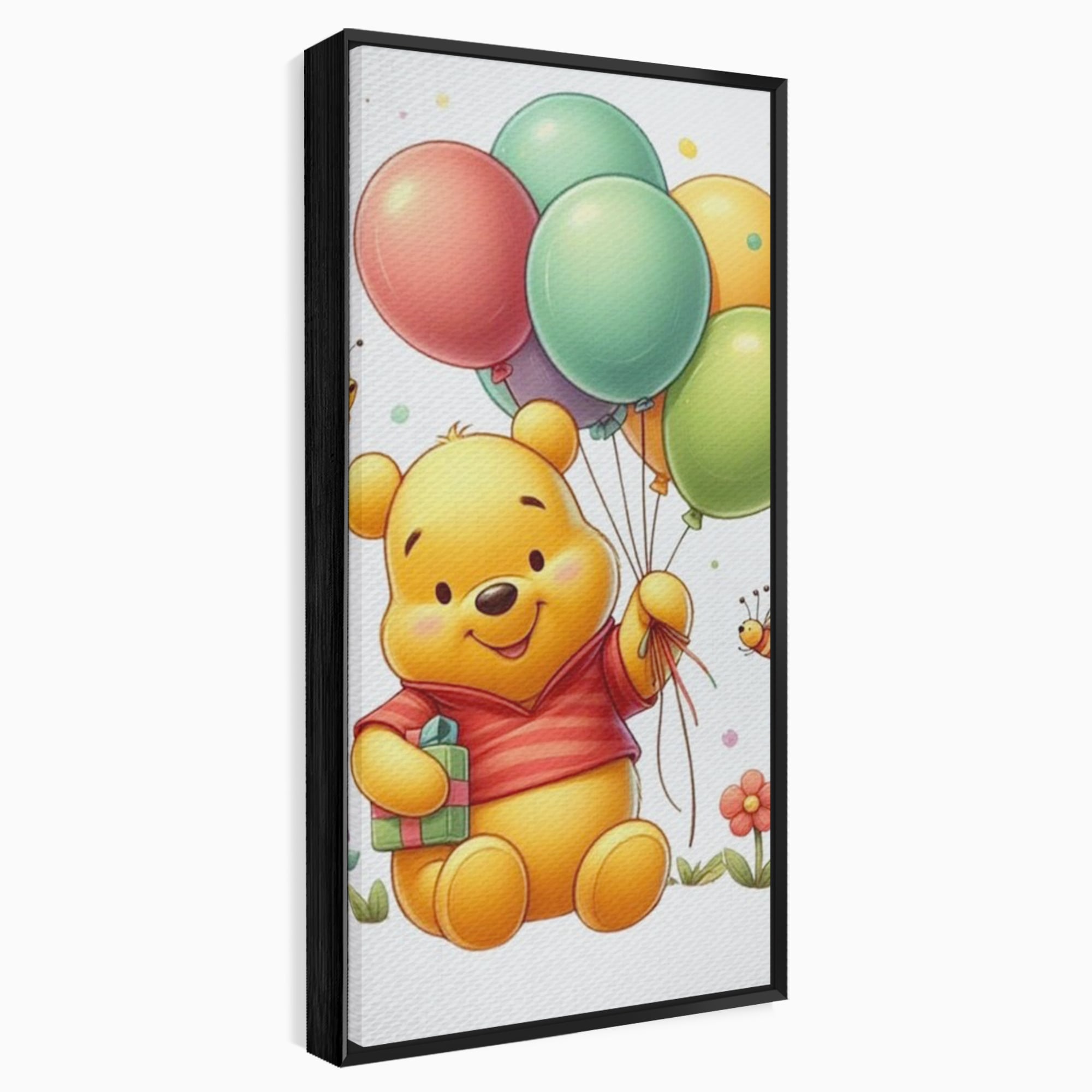 Leinwandbilder Premium, LuxCanva® K1036, Ballon-Teddybär, Pooh, Winnie The Pooh, Luftballons, Freund, Bienen, glücklich, Glück, Glück, Geschenk, Jahrestag, Unschuld, Kinderzimmer, Schlafzimmer
