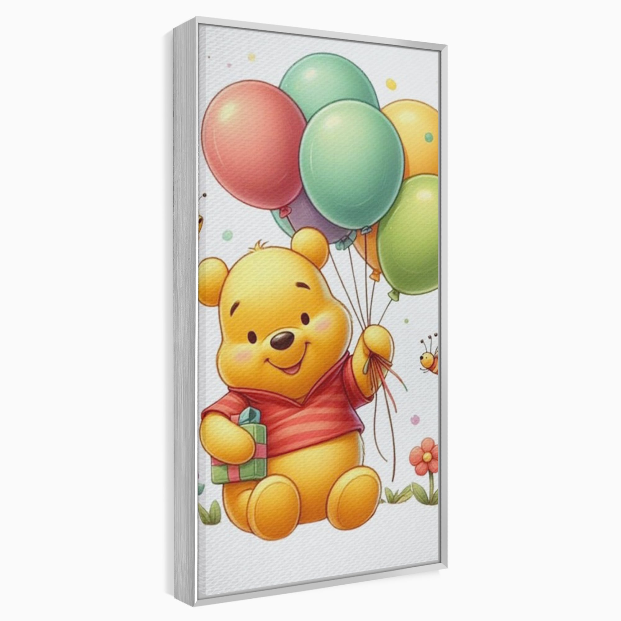 Leinwandbilder Premium, LuxCanva® K1036, Ballon-Teddybär, Pooh, Winnie The Pooh, Luftballons, Freund, Bienen, glücklich, Glück, Glück, Geschenk, Jahrestag, Unschuld, Kinderzimmer, Schlafzimmer
