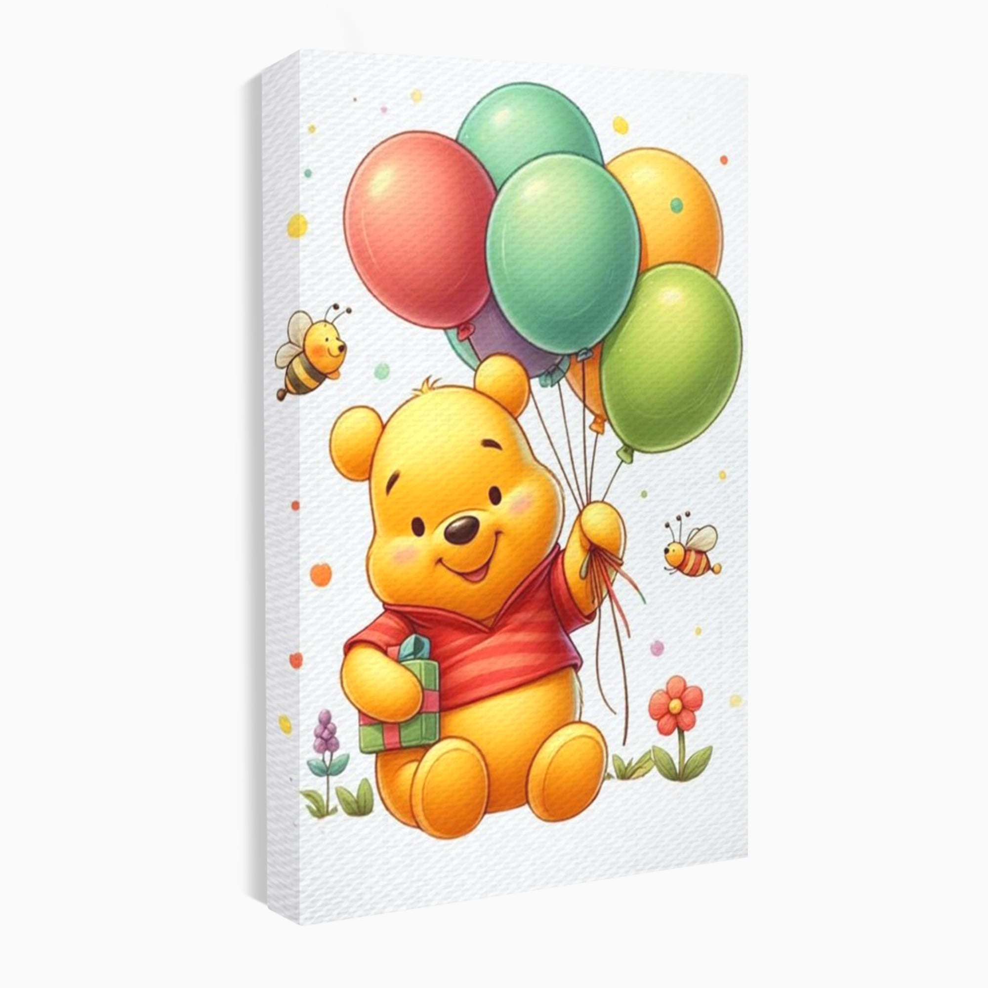 Leinwandbilder Premium, LuxCanva® K1036, Ballon-Teddybär, Pooh, Winnie The Pooh, Luftballons, Freund, Bienen, glücklich, Glück, Glück, Geschenk, Jahrestag, Unschuld, Kinderzimmer, Schlafzimmer