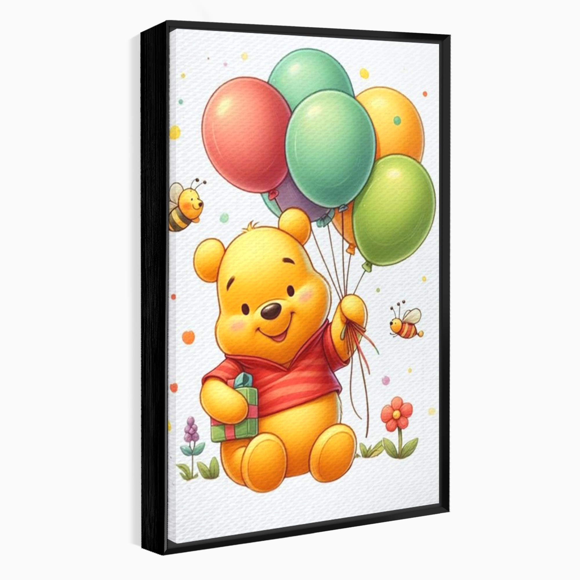 Leinwandbilder Premium, LuxCanva® K1036, Ballon-Teddybär, Pooh, Winnie The Pooh, Luftballons, Freund, Bienen, glücklich, Glück, Glück, Geschenk, Jahrestag, Unschuld, Kinderzimmer, Schlafzimmer
