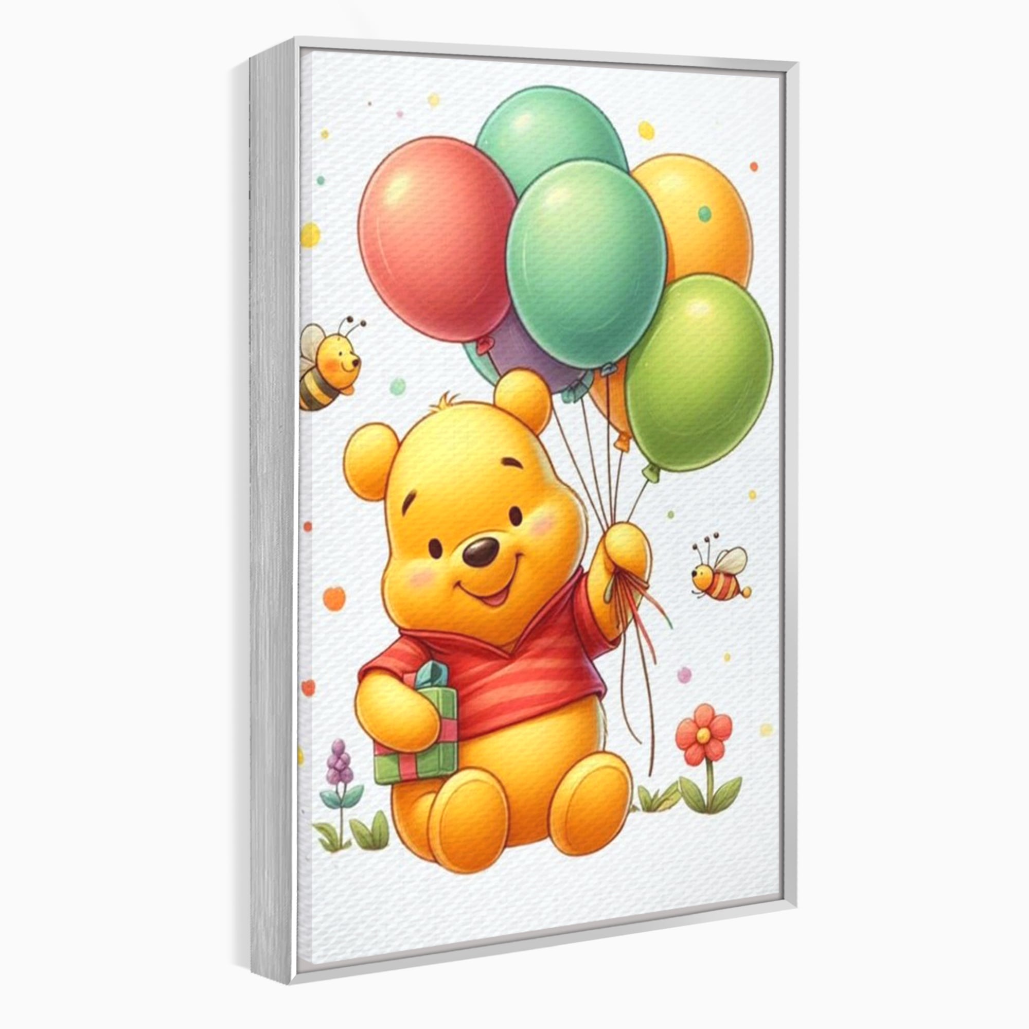 Leinwandbilder Premium, LuxCanva® K1036, Ballon-Teddybär, Pooh, Winnie The Pooh, Luftballons, Freund, Bienen, glücklich, Glück, Glück, Geschenk, Jahrestag, Unschuld, Kinderzimmer, Schlafzimmer