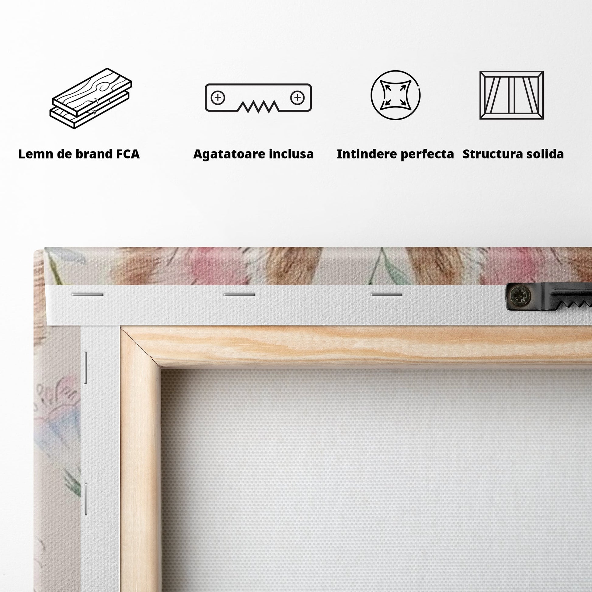 Leinwand Wandbilder Premium, LuxCanva® K1037, Herr Hase, Elegant, Fliege, Rosa, Gingham, Fröhlich, Frühling, Frühling, Decke, Floral, Stimmung, Pastell, Harmonie, Tier, Geschenk, Babyzimmer, Schlafzimmer
