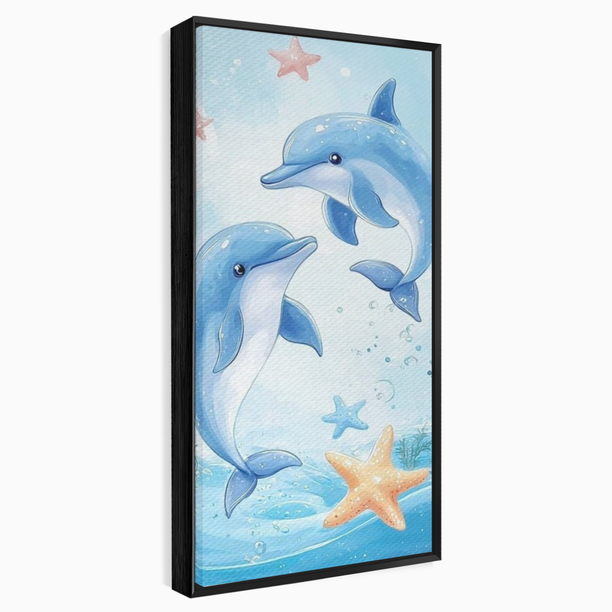 Tablou Canvas Premium, LuxCanva® K1038, Balet Marin, Dans, Delfini, Prietenie, Valuri, Ocean, Salturi, Subacvatic, Libertate, Apa, Joaca, Veselie, Magie, Explorare, Camera Copil, Dormitor