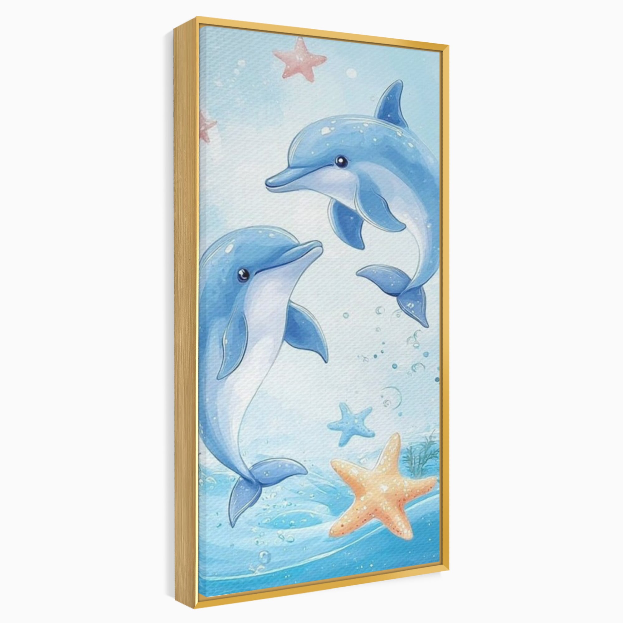 Tablou Canvas Premium, LuxCanva® K1038, Balet Marin, Dans, Delfini, Prietenie, Valuri, Ocean, Salturi, Subacvatic, Libertate, Apa, Joaca, Veselie, Magie, Explorare, Camera Copil, Dormitor