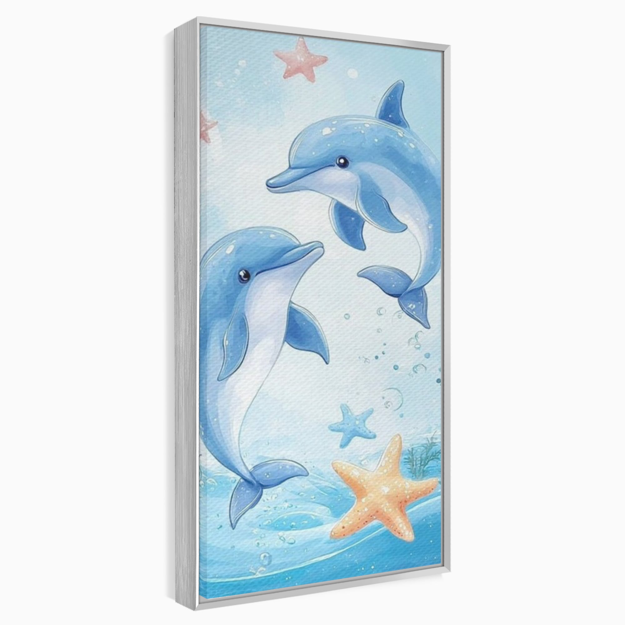 Tablou Canvas Premium, LuxCanva® K1038, Balet Marin, Dans, Delfini, Prietenie, Valuri, Ocean, Salturi, Subacvatic, Libertate, Apa, Joaca, Veselie, Magie, Explorare, Camera Copil, Dormitor