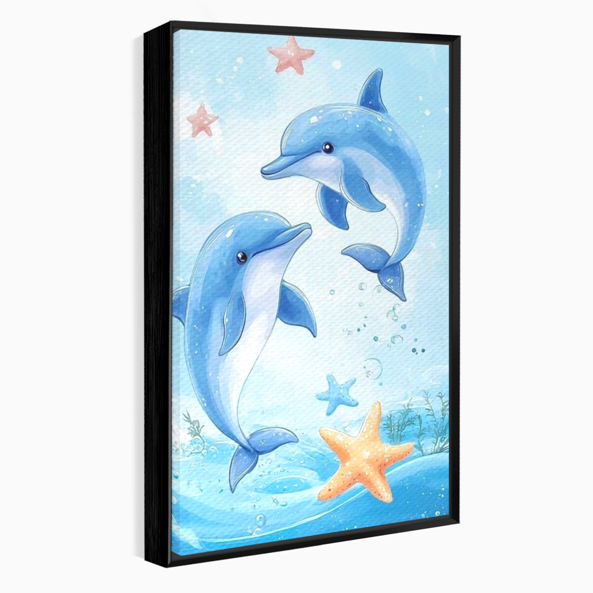 Tablou Canvas Premium, LuxCanva® K1038, Balet Marin, Dans, Delfini, Prietenie, Valuri, Ocean, Salturi, Subacvatic, Libertate, Apa, Joaca, Veselie, Magie, Explorare, Camera Copil, Dormitor