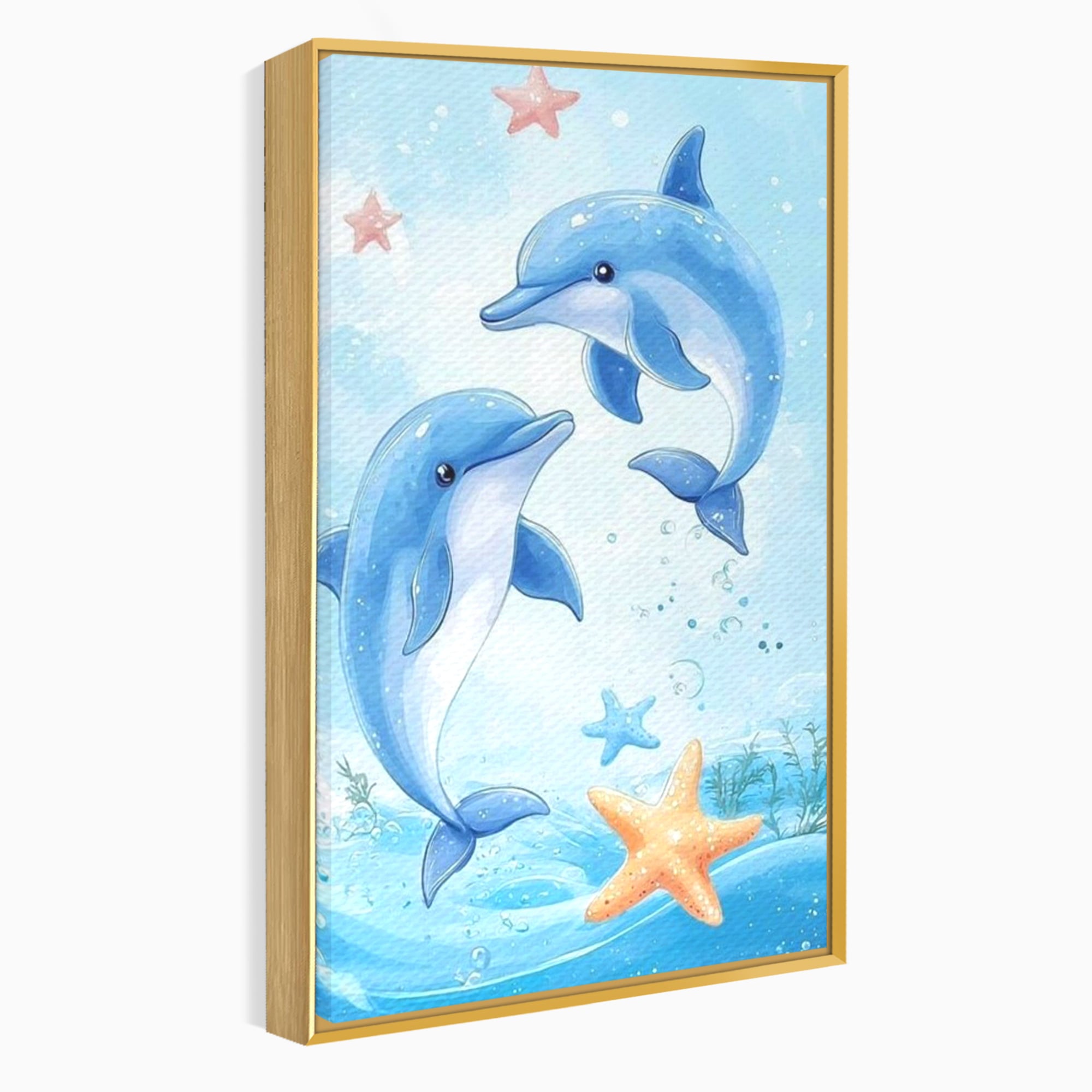 Tablou Canvas Premium, LuxCanva® K1038, Balet Marin, Dans, Delfini, Prietenie, Valuri, Ocean, Salturi, Subacvatic, Libertate, Apa, Joaca, Veselie, Magie, Explorare, Camera Copil, Dormitor