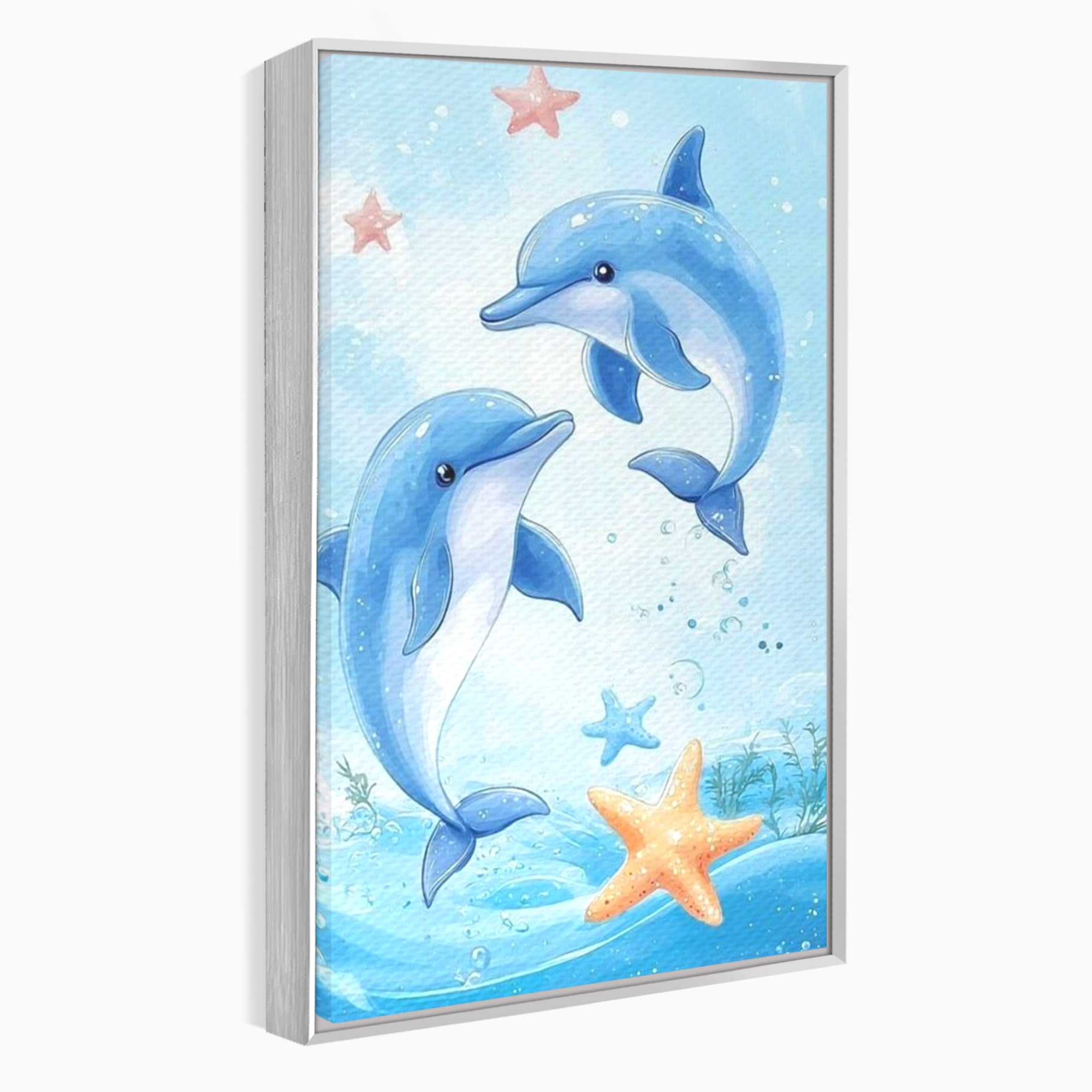 Tablou Canvas Premium, LuxCanva® K1038, Balet Marin, Dans, Delfini, Prietenie, Valuri, Ocean, Salturi, Subacvatic, Libertate, Apa, Joaca, Veselie, Magie, Explorare, Camera Copil, Dormitor