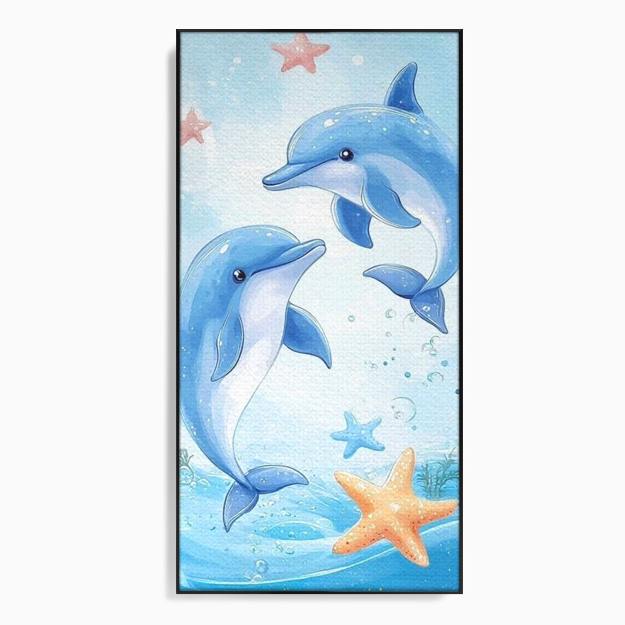 Tablou Canvas Premium, LuxCanva® K1038, Balet Marin, Dans, Delfini, Prietenie, Valuri, Ocean, Salturi, Subacvatic, Libertate, Apa, Joaca, Veselie, Magie, Explorare, Camera Copil, Dormitor