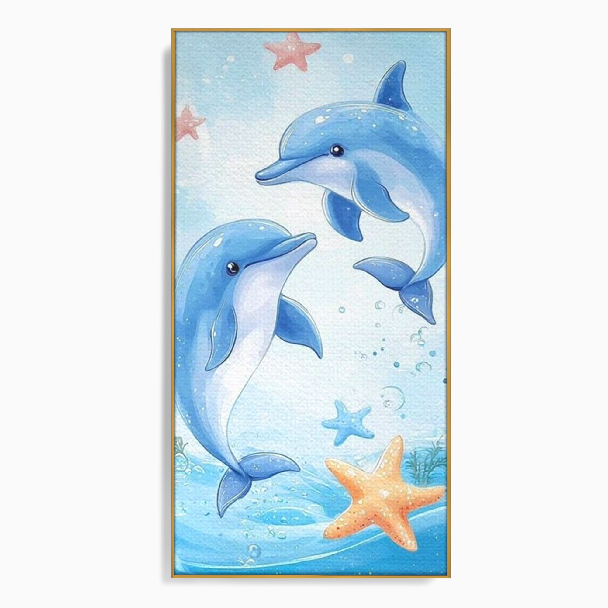 Tablou Canvas Premium, LuxCanva® K1038, Balet Marin, Dans, Delfini, Prietenie, Valuri, Ocean, Salturi, Subacvatic, Libertate, Apa, Joaca, Veselie, Magie, Explorare, Camera Copil, Dormitor