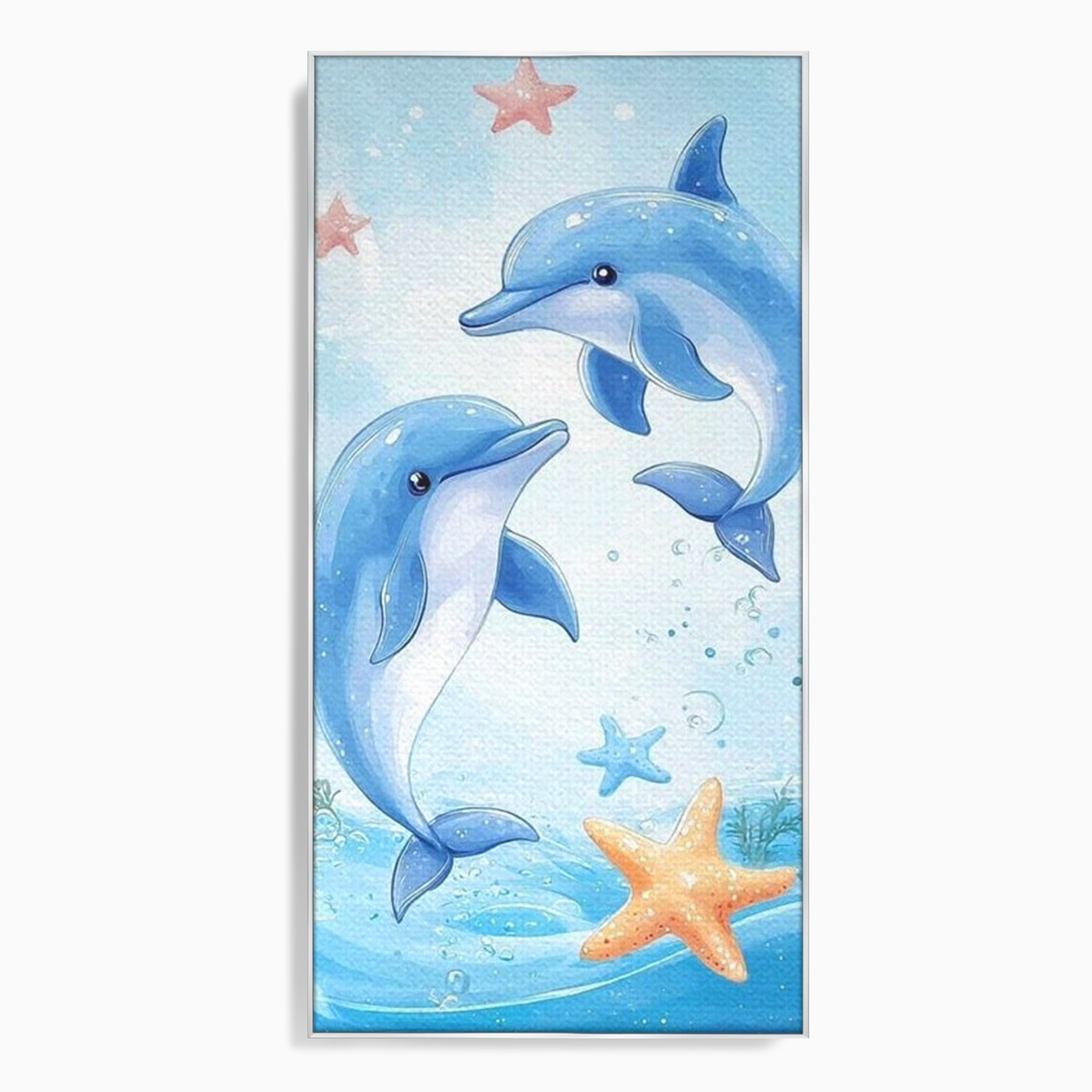 Tablou Canvas Premium, LuxCanva® K1038, Balet Marin, Dans, Delfini, Prietenie, Valuri, Ocean, Salturi, Subacvatic, Libertate, Apa, Joaca, Veselie, Magie, Explorare, Camera Copil, Dormitor