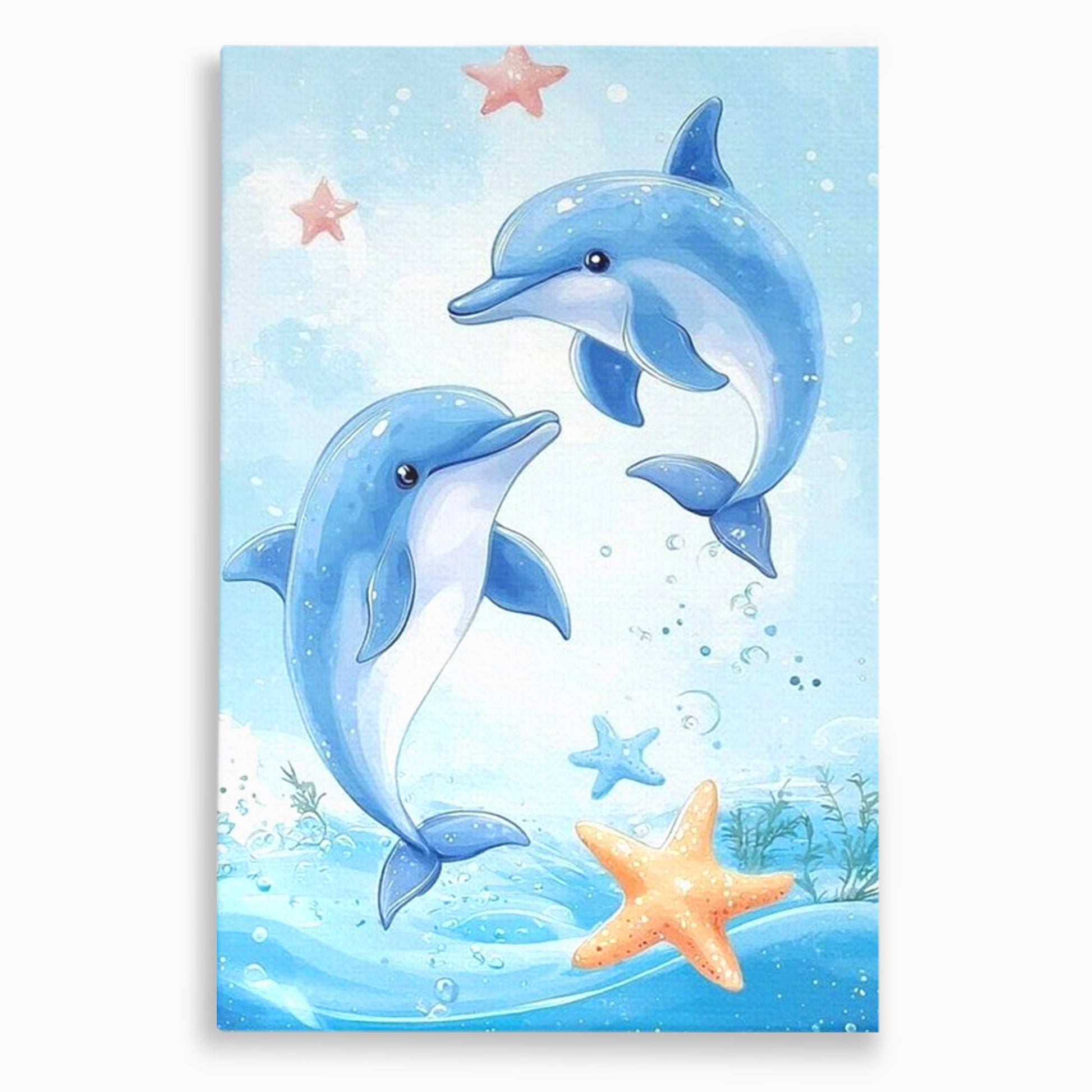 Tablou Canvas Premium, LuxCanva® K1038, Balet Marin, Dans, Delfini, Prietenie, Valuri, Ocean, Salturi, Subacvatic, Libertate, Apa, Joaca, Veselie, Magie, Explorare, Camera Copil, Dormitor