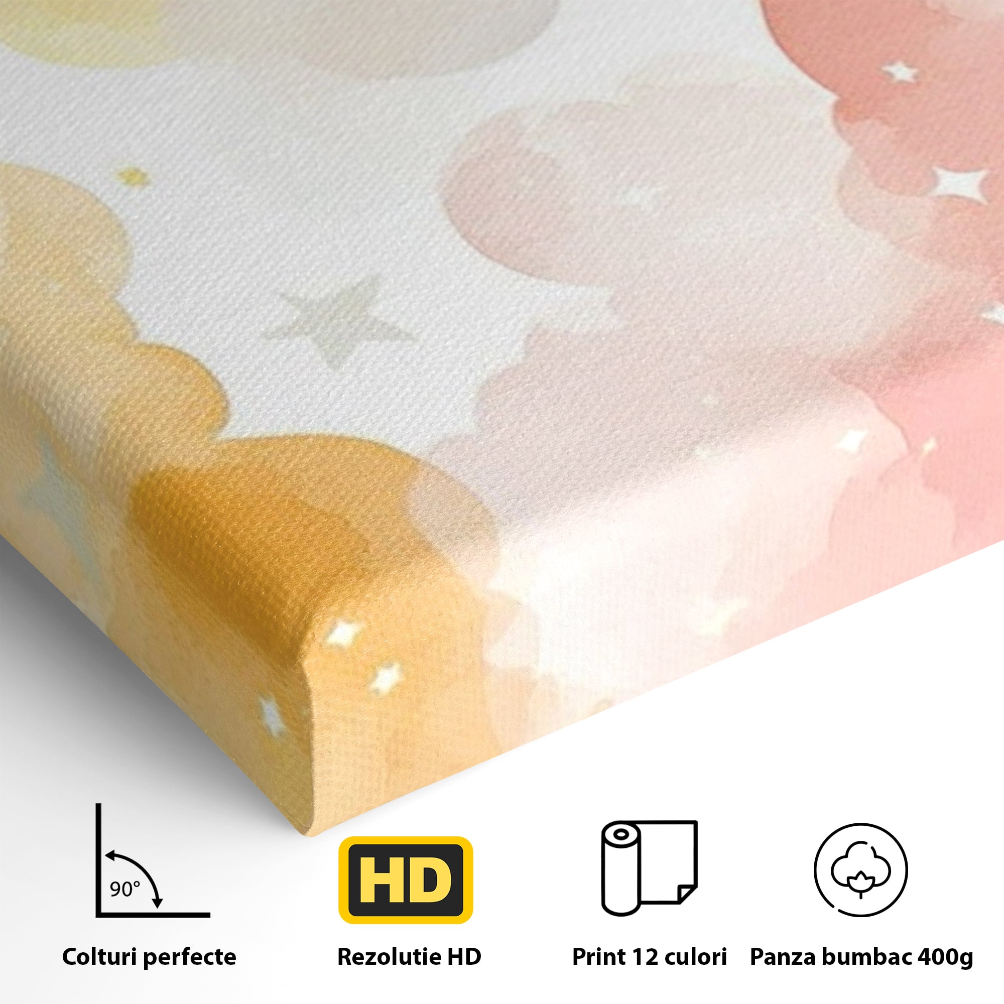 Tablou Canvas Premium, LuxCanva® K1040, Norii Care Canta Stele, Somn, Usor, Vise, Pastel, Cer, Curcubeu, Ploaie, Pufos, Magie, Luna, Fantezie, Taram, Basm, Frumusete, Camera Copil, Dormitor