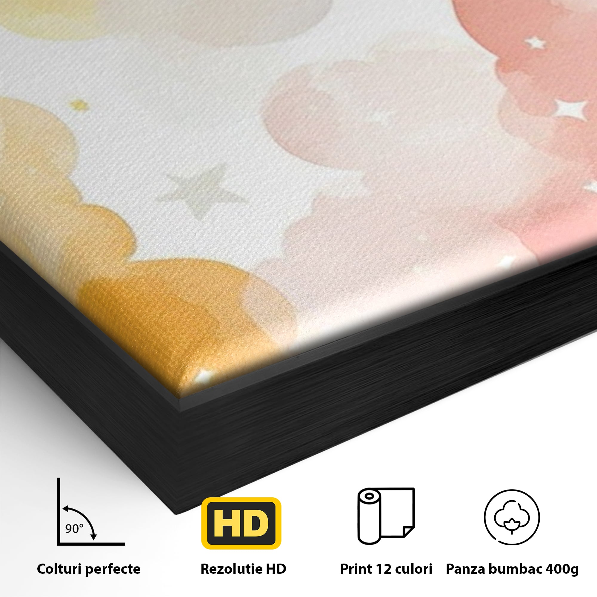 Tablou Canvas Premium, LuxCanva® K1040, Norii Care Canta Stele, Somn, Usor, Vise, Pastel, Cer, Curcubeu, Ploaie, Pufos, Magie, Luna, Fantezie, Taram, Basm, Frumusete, Camera Copil, Dormitor