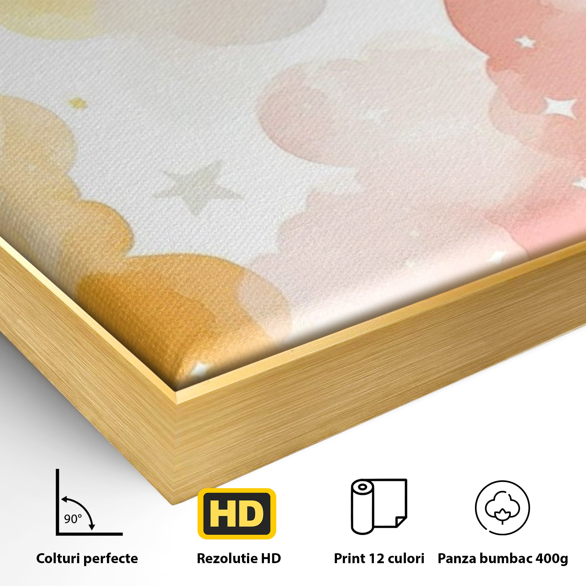Tablou Canvas Premium, LuxCanva® K1040, Norii Care Canta Stele, Somn, Usor, Vise, Pastel, Cer, Curcubeu, Ploaie, Pufos, Magie, Luna, Fantezie, Taram, Basm, Frumusete, Camera Copil, Dormitor