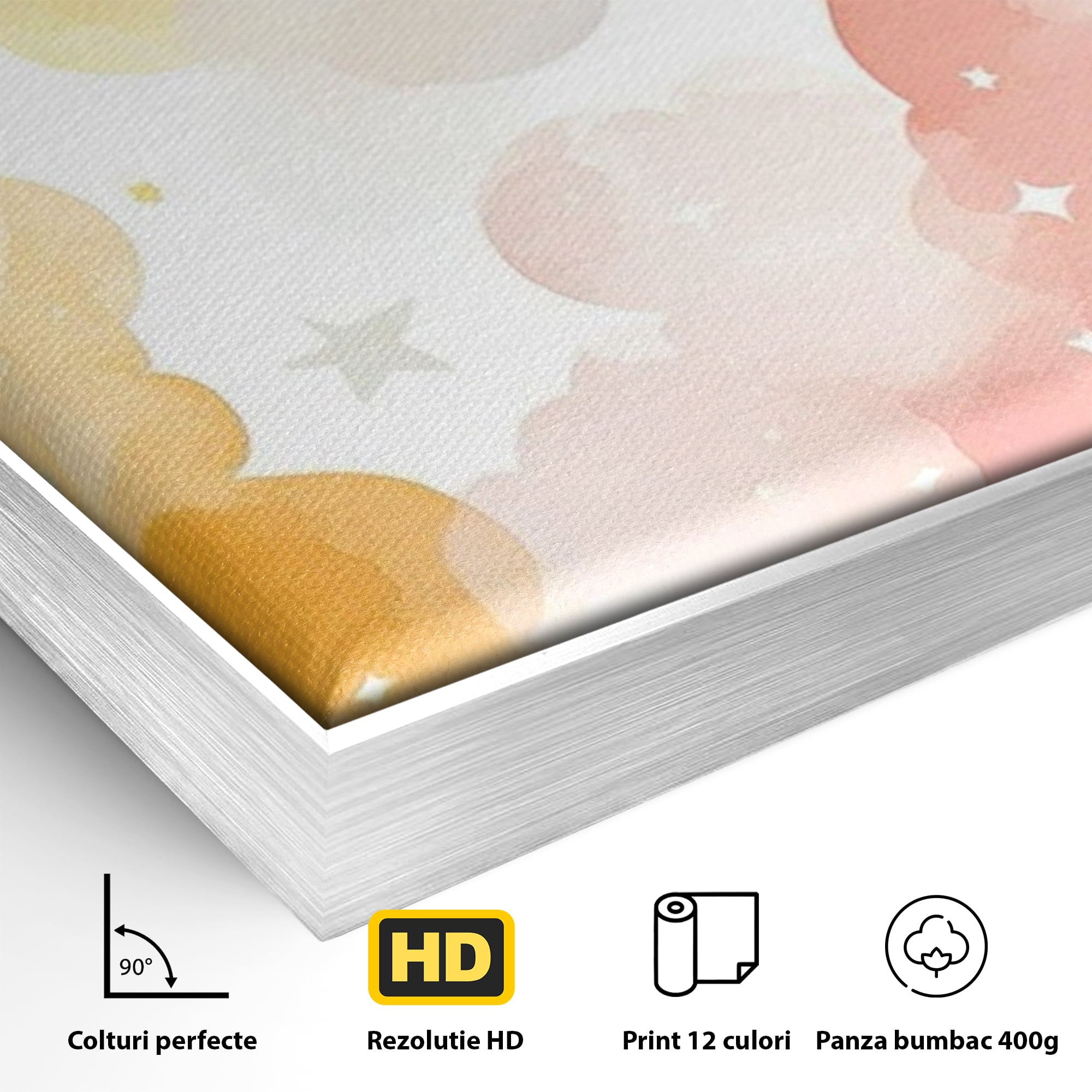 Tablou Canvas Premium, LuxCanva® K1040, Norii Care Canta Stele, Somn, Usor, Vise, Pastel, Cer, Curcubeu, Ploaie, Pufos, Magie, Luna, Fantezie, Taram, Basm, Frumusete, Camera Copil, Dormitor