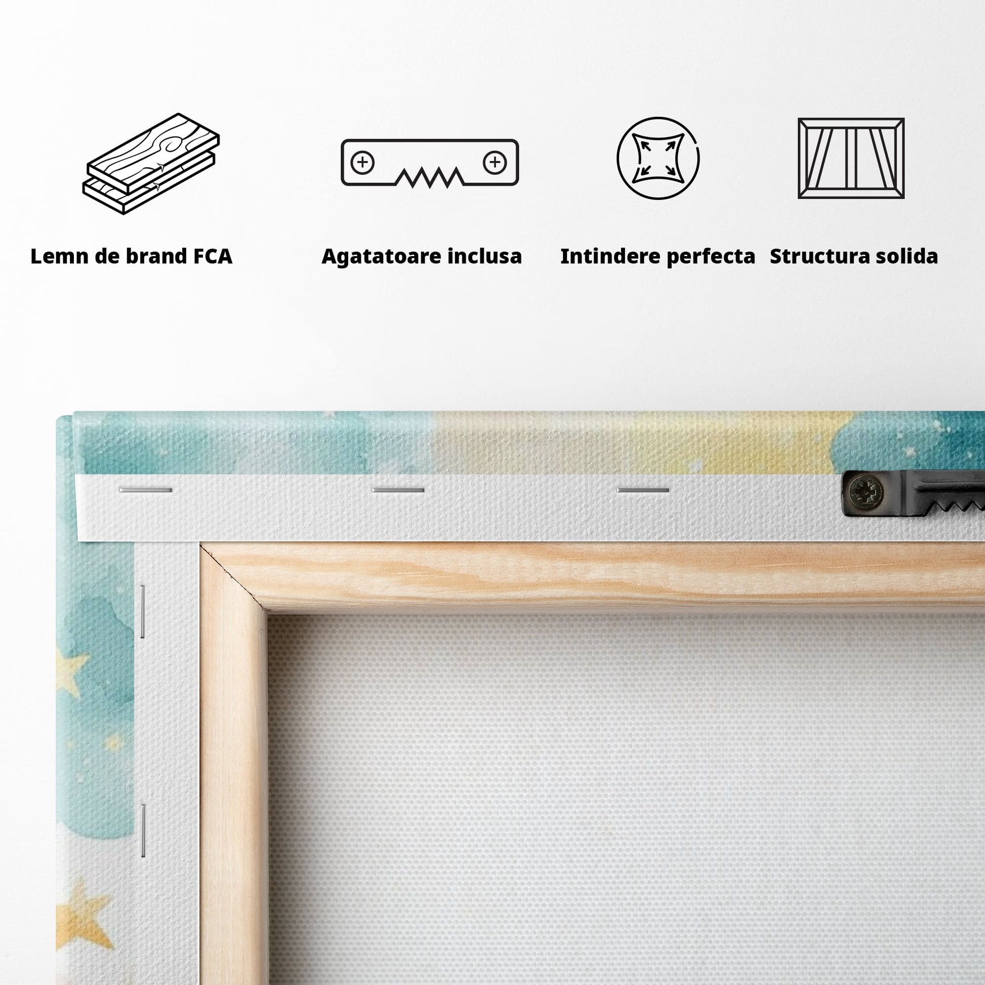 Tablou Canvas Premium, LuxCanva® K1040, Norii Care Canta Stele, Somn, Usor, Vise, Pastel, Cer, Curcubeu, Ploaie, Pufos, Magie, Luna, Fantezie, Taram, Basm, Frumusete, Camera Copil, Dormitor