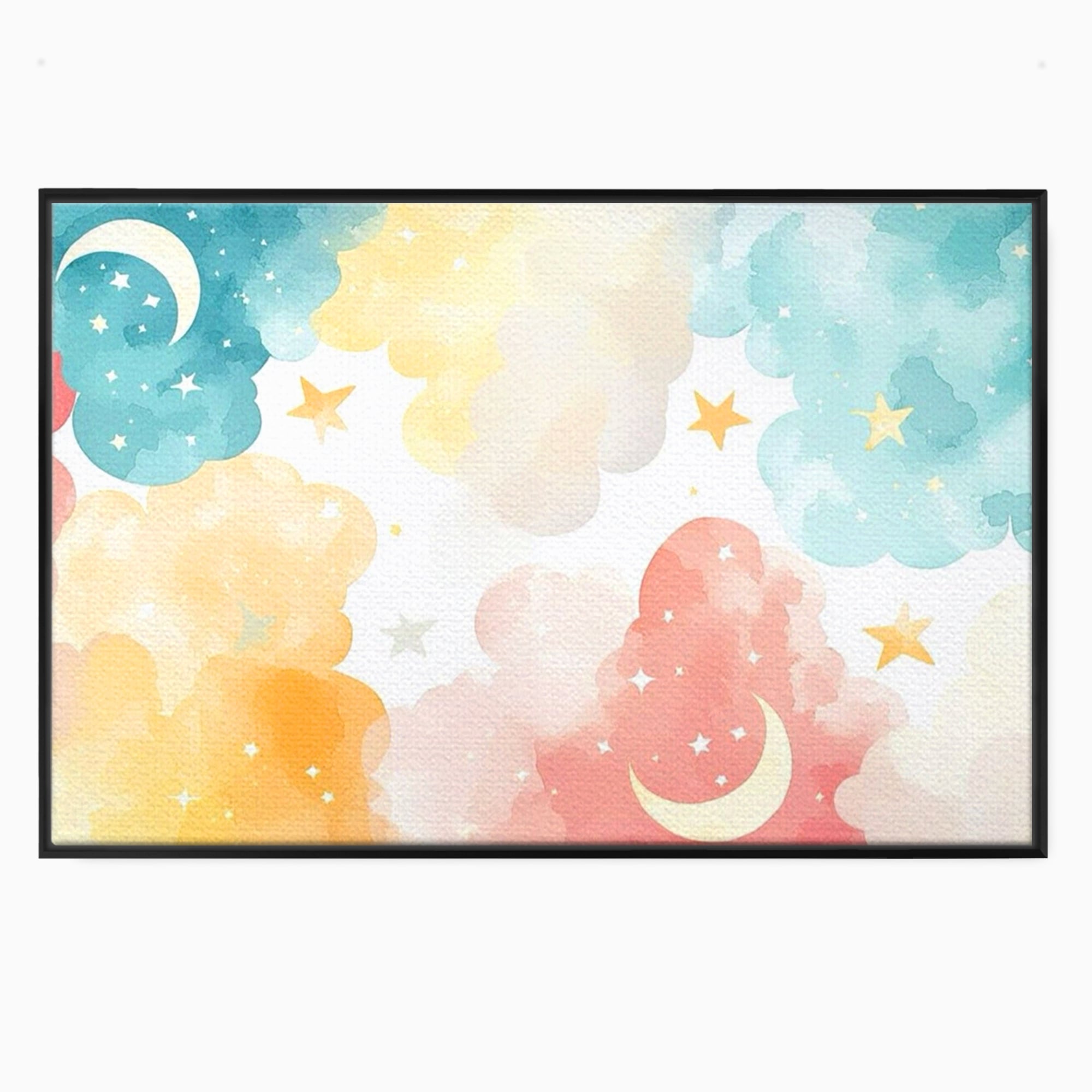 Tablou Canvas Premium, LuxCanva® K1040, Norii Care Canta Stele, Somn, Usor, Vise, Pastel, Cer, Curcubeu, Ploaie, Pufos, Magie, Luna, Fantezie, Taram, Basm, Frumusete, Camera Copil, Dormitor