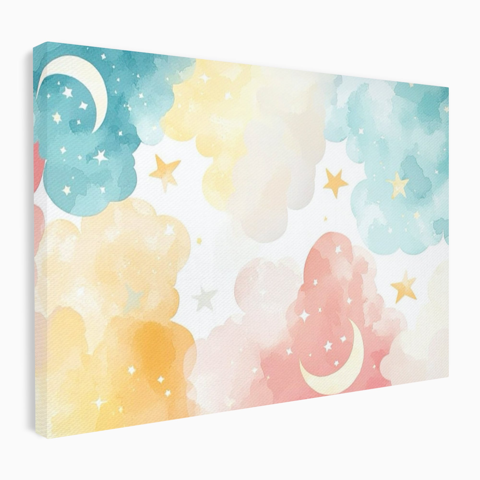 Tablou Canvas Premium, LuxCanva® K1040, Norii Care Canta Stele, Somn, Usor, Vise, Pastel, Cer, Curcubeu, Ploaie, Pufos, Magie, Luna, Fantezie, Taram, Basm, Frumusete, Camera Copil, Dormitor
