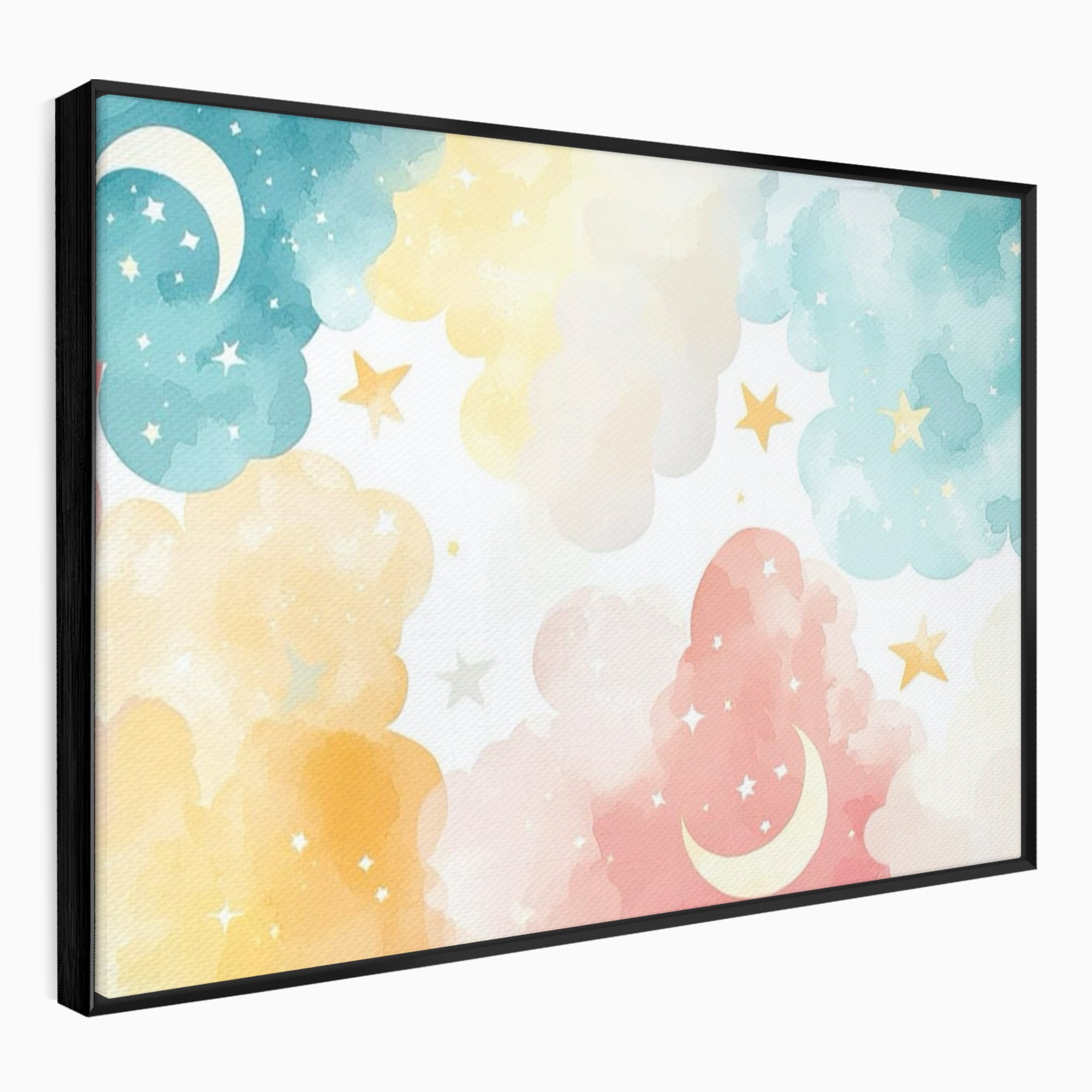 Tablou Canvas Premium, LuxCanva® K1040, Norii Care Canta Stele, Somn, Usor, Vise, Pastel, Cer, Curcubeu, Ploaie, Pufos, Magie, Luna, Fantezie, Taram, Basm, Frumusete, Camera Copil, Dormitor