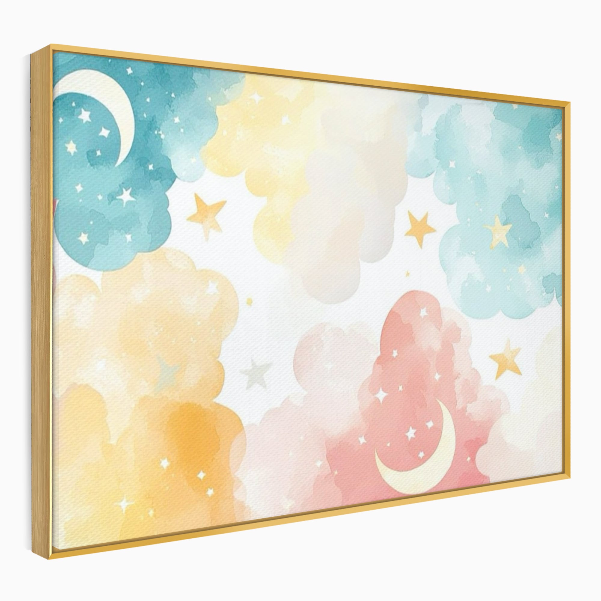 Tablou Canvas Premium, LuxCanva® K1040, Norii Care Canta Stele, Somn, Usor, Vise, Pastel, Cer, Curcubeu, Ploaie, Pufos, Magie, Luna, Fantezie, Taram, Basm, Frumusete, Camera Copil, Dormitor