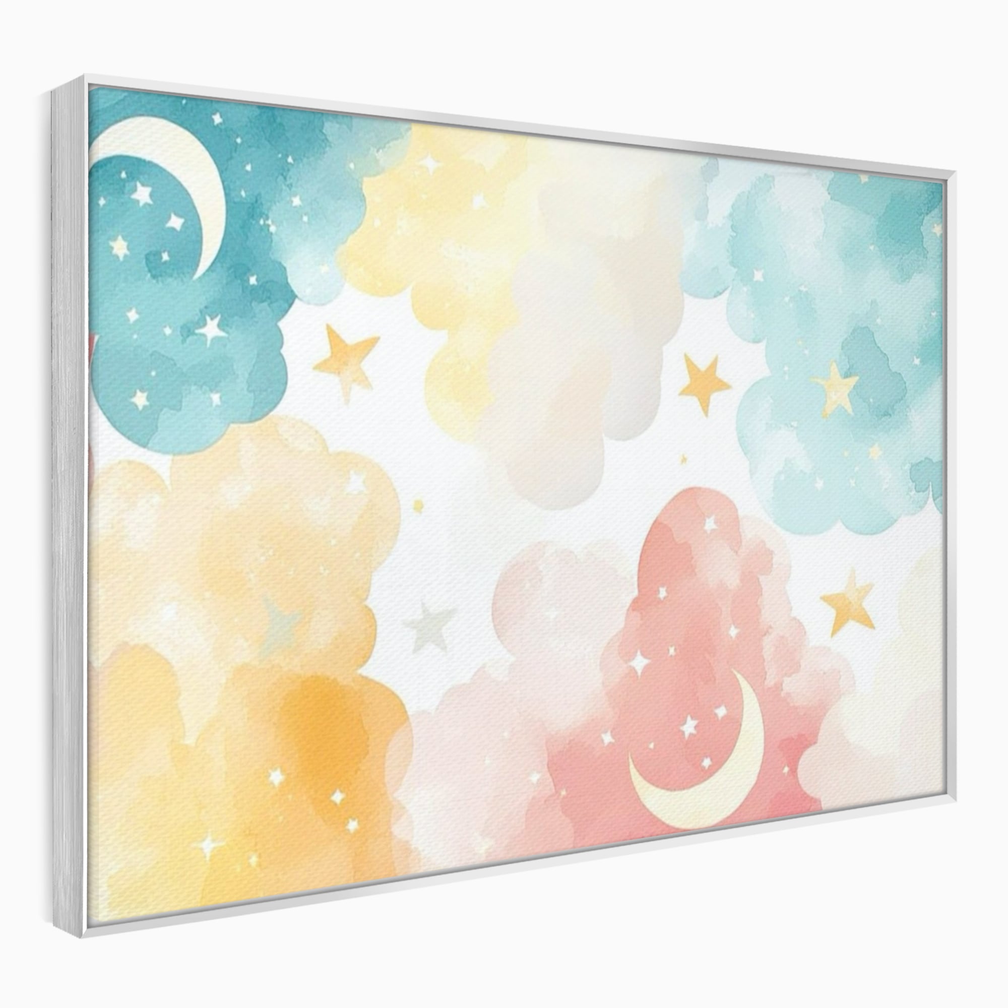 Tablou Canvas Premium, LuxCanva® K1040, Norii Care Canta Stele, Somn, Usor, Vise, Pastel, Cer, Curcubeu, Ploaie, Pufos, Magie, Luna, Fantezie, Taram, Basm, Frumusete, Camera Copil, Dormitor