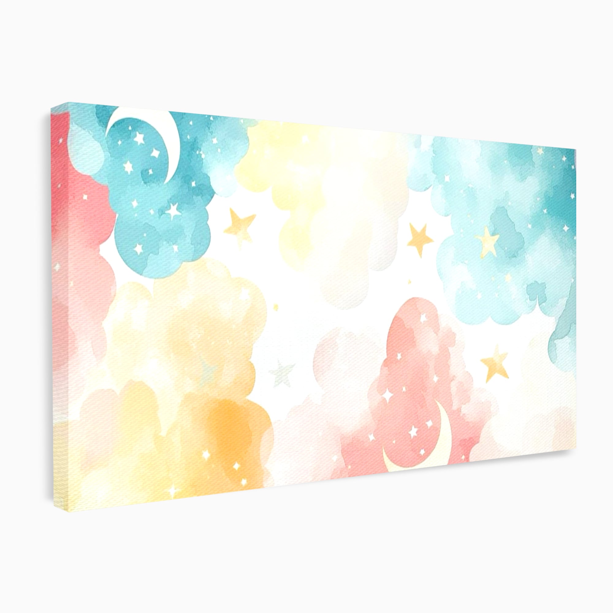 Tablou Canvas Premium, LuxCanva® K1040, Norii Care Canta Stele, Somn, Usor, Vise, Pastel, Cer, Curcubeu, Ploaie, Pufos, Magie, Luna, Fantezie, Taram, Basm, Frumusete, Camera Copil, Dormitor