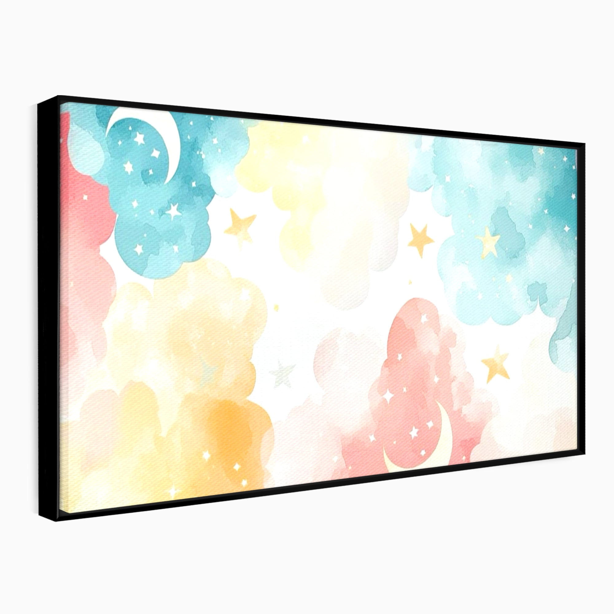 Tablou Canvas Premium, LuxCanva® K1040, Norii Care Canta Stele, Somn, Usor, Vise, Pastel, Cer, Curcubeu, Ploaie, Pufos, Magie, Luna, Fantezie, Taram, Basm, Frumusete, Camera Copil, Dormitor