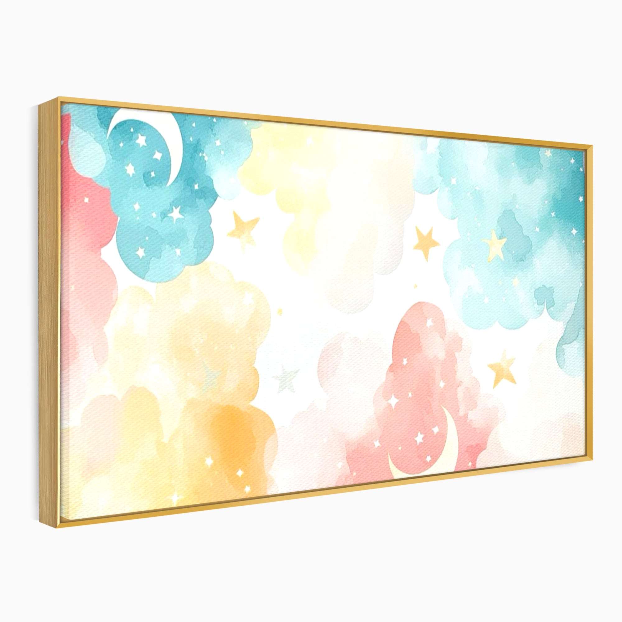 Tablou Canvas Premium, LuxCanva® K1040, Norii Care Canta Stele, Somn, Usor, Vise, Pastel, Cer, Curcubeu, Ploaie, Pufos, Magie, Luna, Fantezie, Taram, Basm, Frumusete, Camera Copil, Dormitor