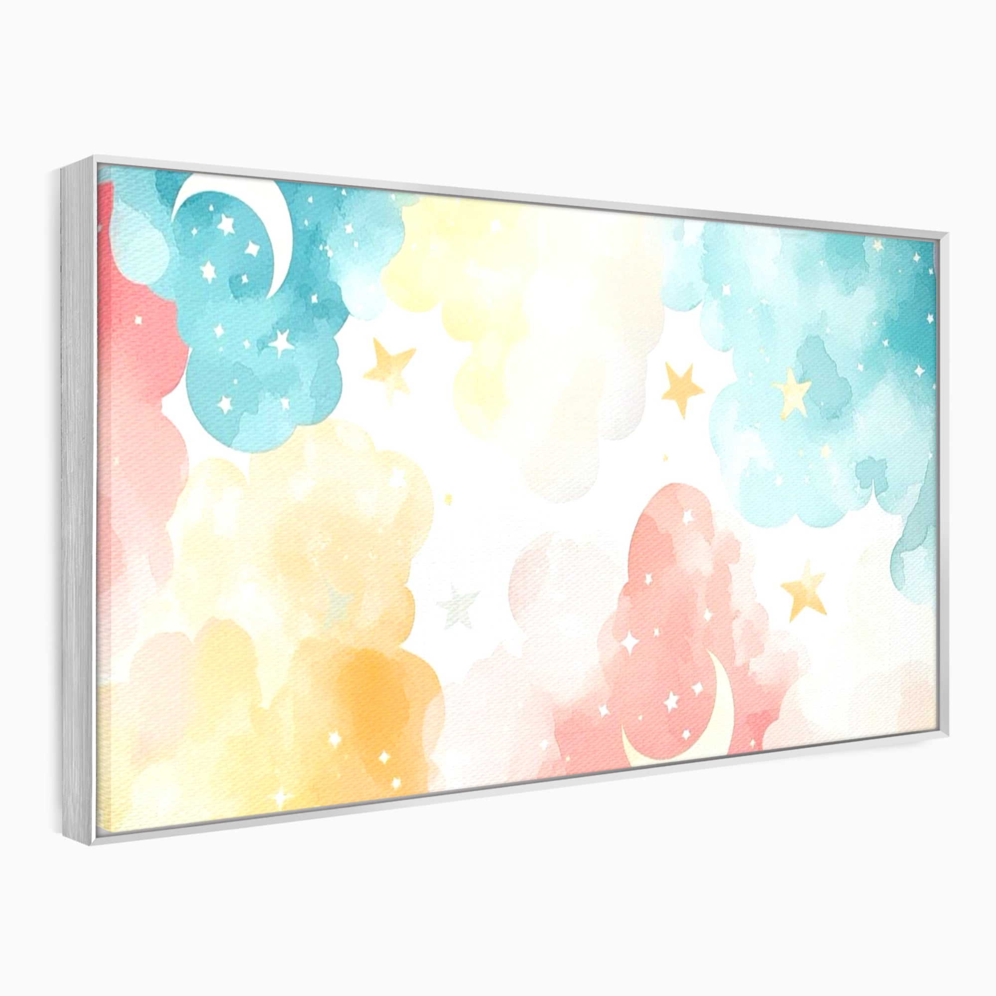 Tablou Canvas Premium, LuxCanva® K1040, Norii Care Canta Stele, Somn, Usor, Vise, Pastel, Cer, Curcubeu, Ploaie, Pufos, Magie, Luna, Fantezie, Taram, Basm, Frumusete, Camera Copil, Dormitor