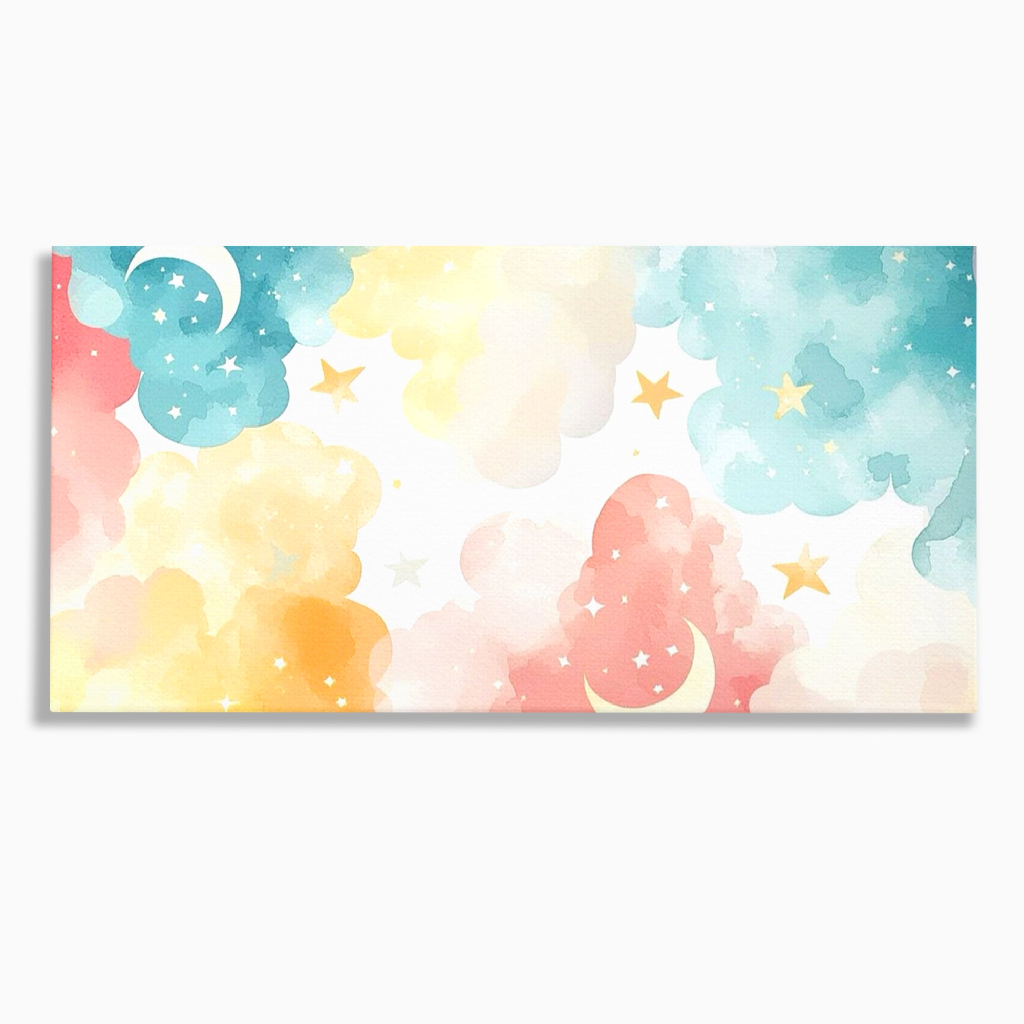 Tablou Canvas Premium, LuxCanva® K1040, Norii Care Canta Stele, Somn, Usor, Vise, Pastel, Cer, Curcubeu, Ploaie, Pufos, Magie, Luna, Fantezie, Taram, Basm, Frumusete, Camera Copil, Dormitor