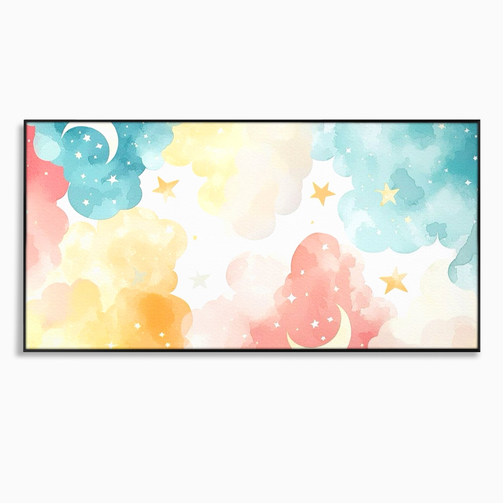 Tablou Canvas Premium, LuxCanva® K1040, Norii Care Canta Stele, Somn, Usor, Vise, Pastel, Cer, Curcubeu, Ploaie, Pufos, Magie, Luna, Fantezie, Taram, Basm, Frumusete, Camera Copil, Dormitor