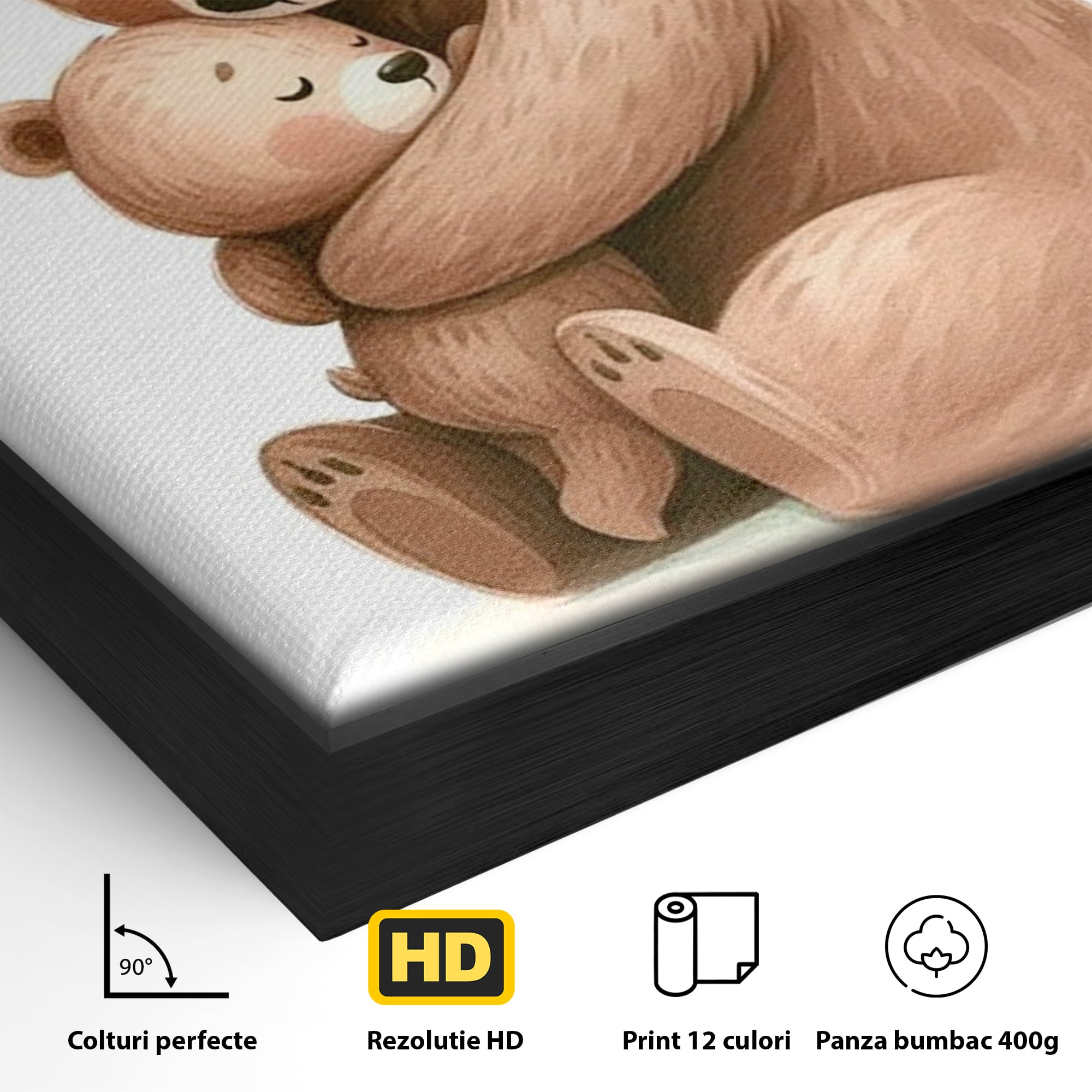 Tablou Canvas Premium, LuxCanva® K1041, Imbratisarea Care Vindeca, Mama, Urs, Pui, Dragoste, Caldura, Neinlocuit, Brate, Siguranta, Acasa, Familie, Blanita, Moment, Camera Copil, Dormitor