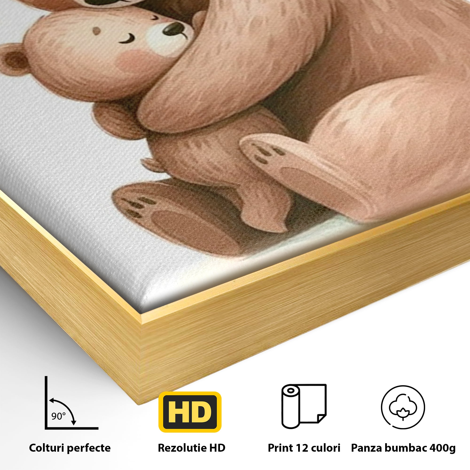 Tablou Canvas Premium, LuxCanva® K1041, Imbratisarea Care Vindeca, Mama, Urs, Pui, Dragoste, Caldura, Neinlocuit, Brate, Siguranta, Acasa, Familie, Blanita, Moment, Camera Copil, Dormitor