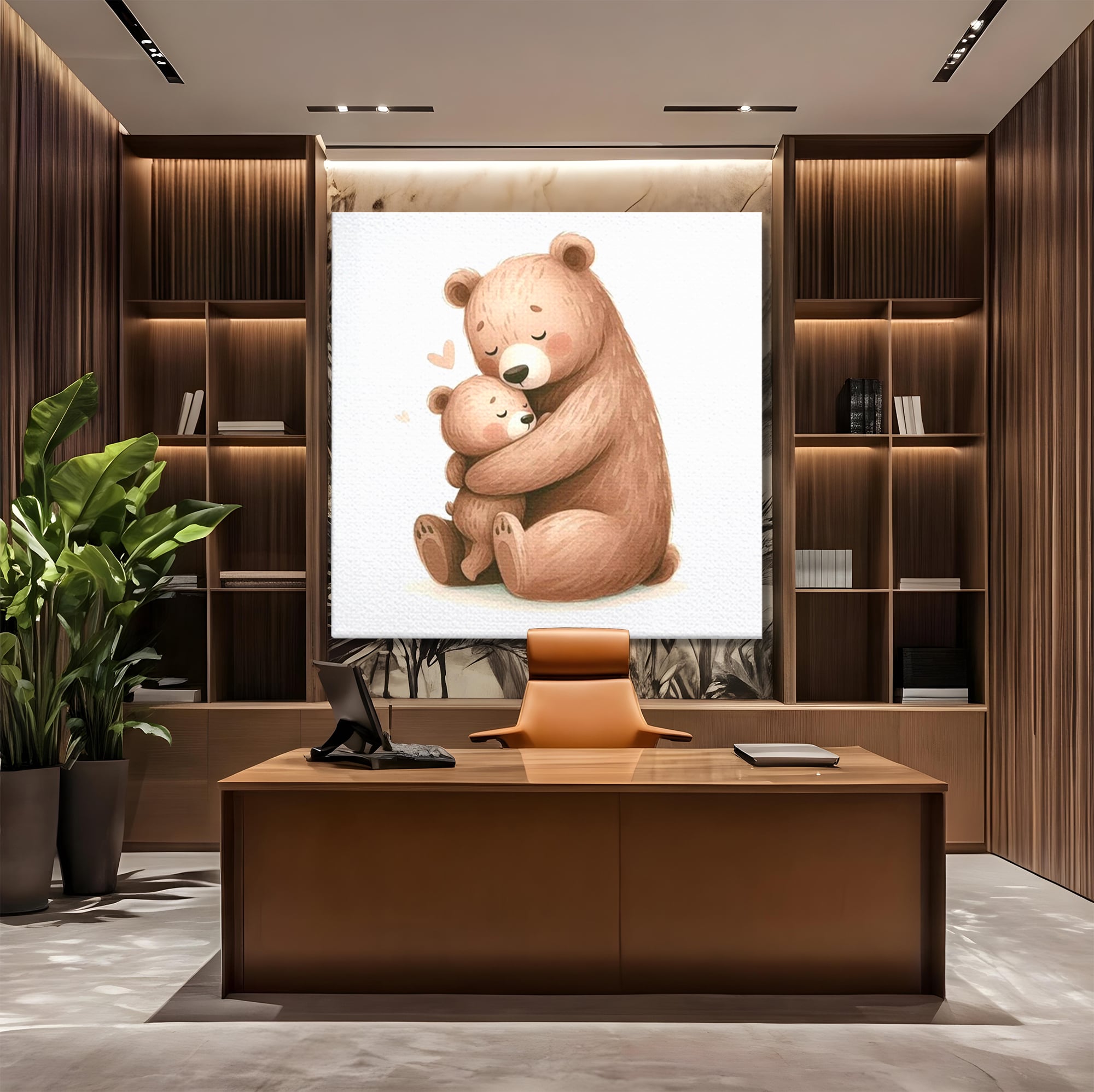 Tablou Canvas Premium, LuxCanva® K1041, Imbratisarea Care Vindeca, Mama, Urs, Pui, Dragoste, Caldura, Neinlocuit, Brate, Siguranta, Acasa, Familie, Blanita, Moment, Camera Copil, Dormitor