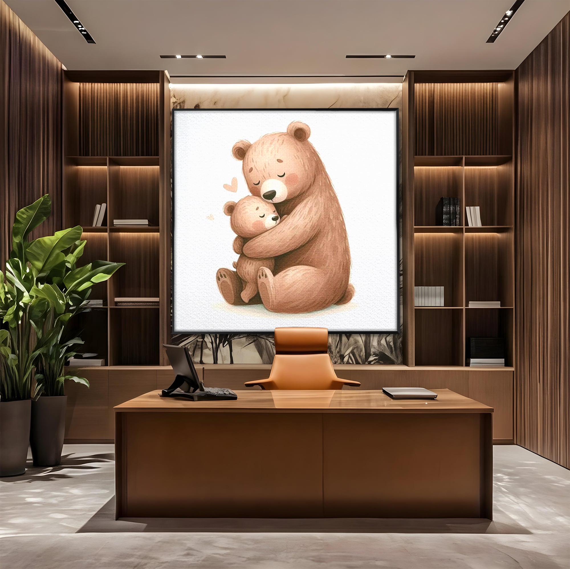 Tablou Canvas Premium, LuxCanva® K1041, Imbratisarea Care Vindeca, Mama, Urs, Pui, Dragoste, Caldura, Neinlocuit, Brate, Siguranta, Acasa, Familie, Blanita, Moment, Camera Copil, Dormitor